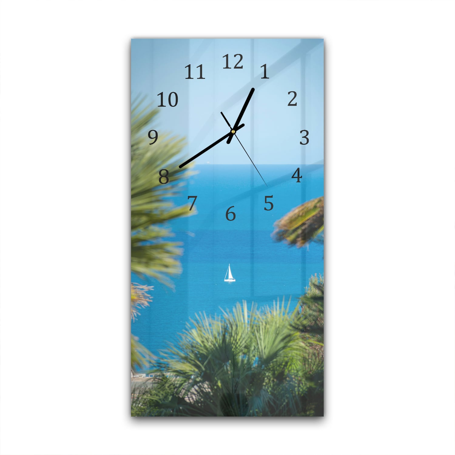 Wanduhr 30x60 - Segelboot auf dem Meer