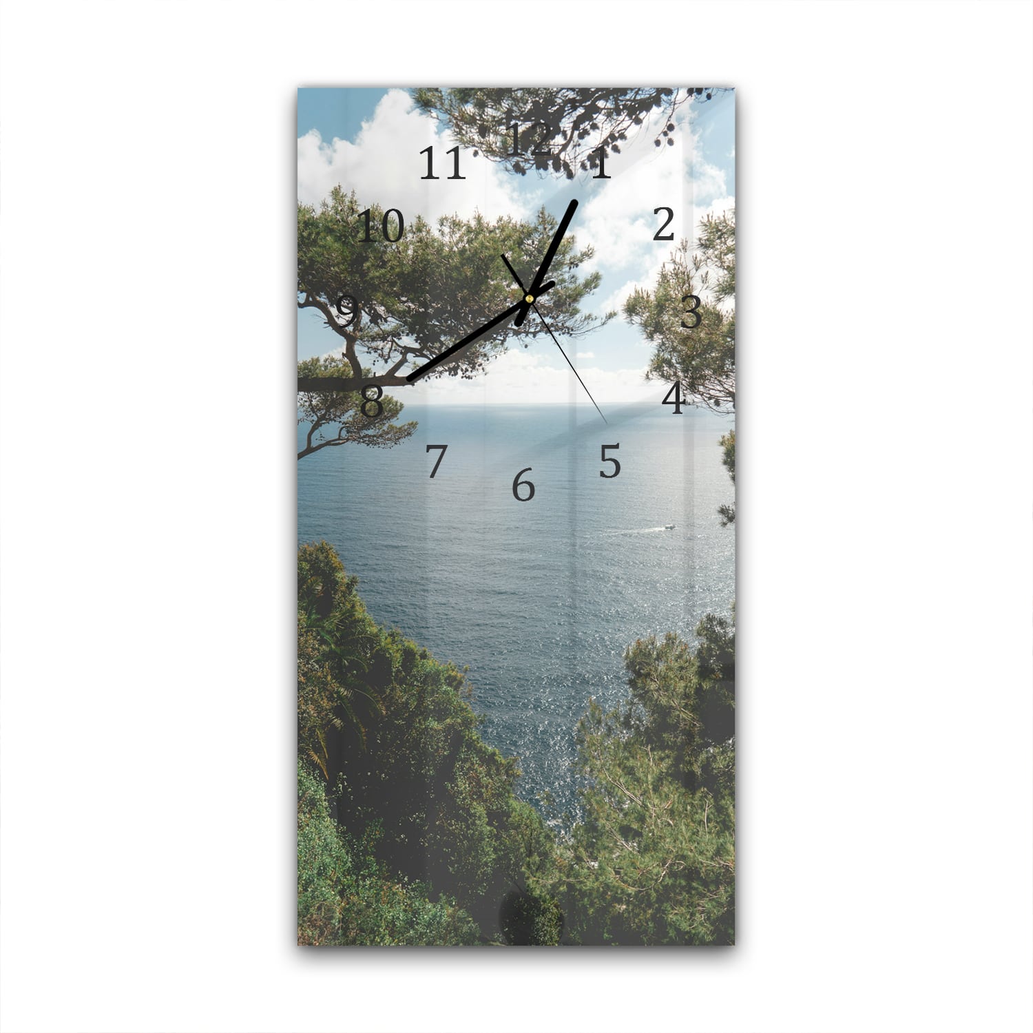 Wanduhr 30x60 - Meerblick durch die Bäume