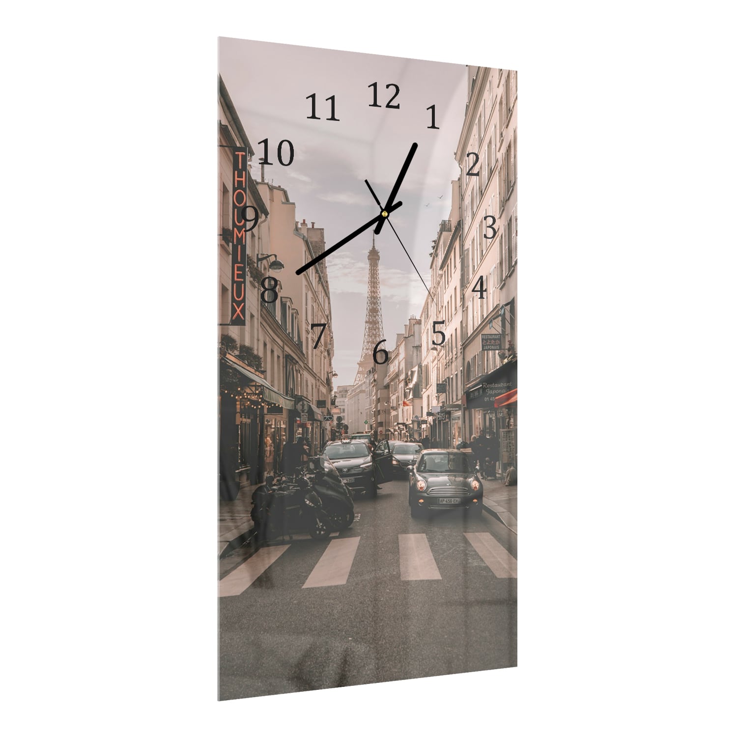 Wanduhr 30x60 - Stadtleben in Paris