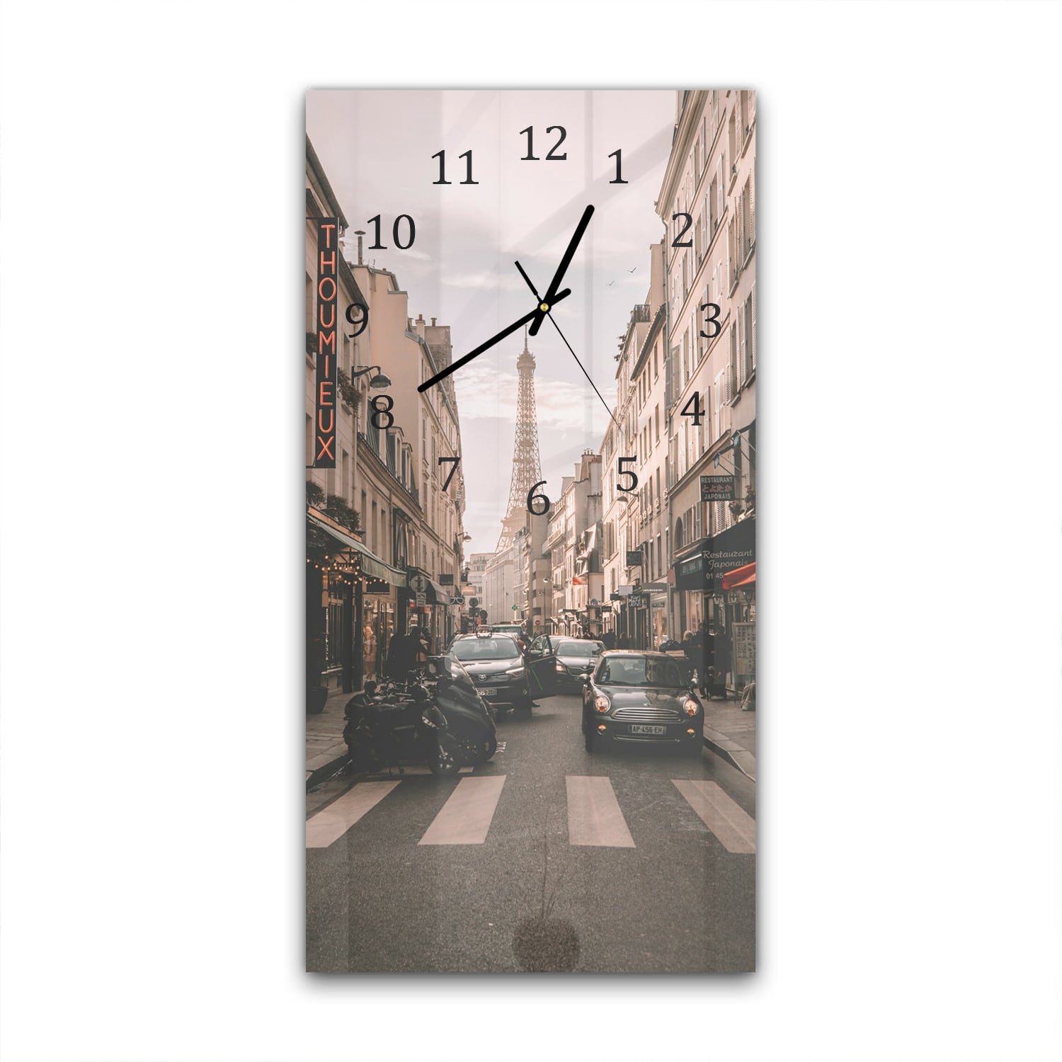Wanduhr 30x60 - Stadtleben in Paris
