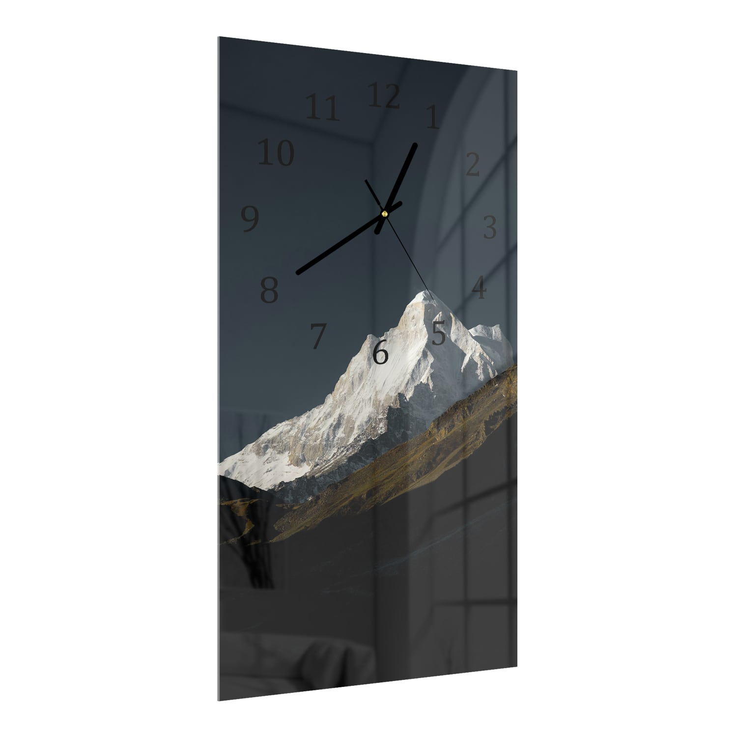 Wanduhr 30x60 - Schneebedeckter Berggipfel