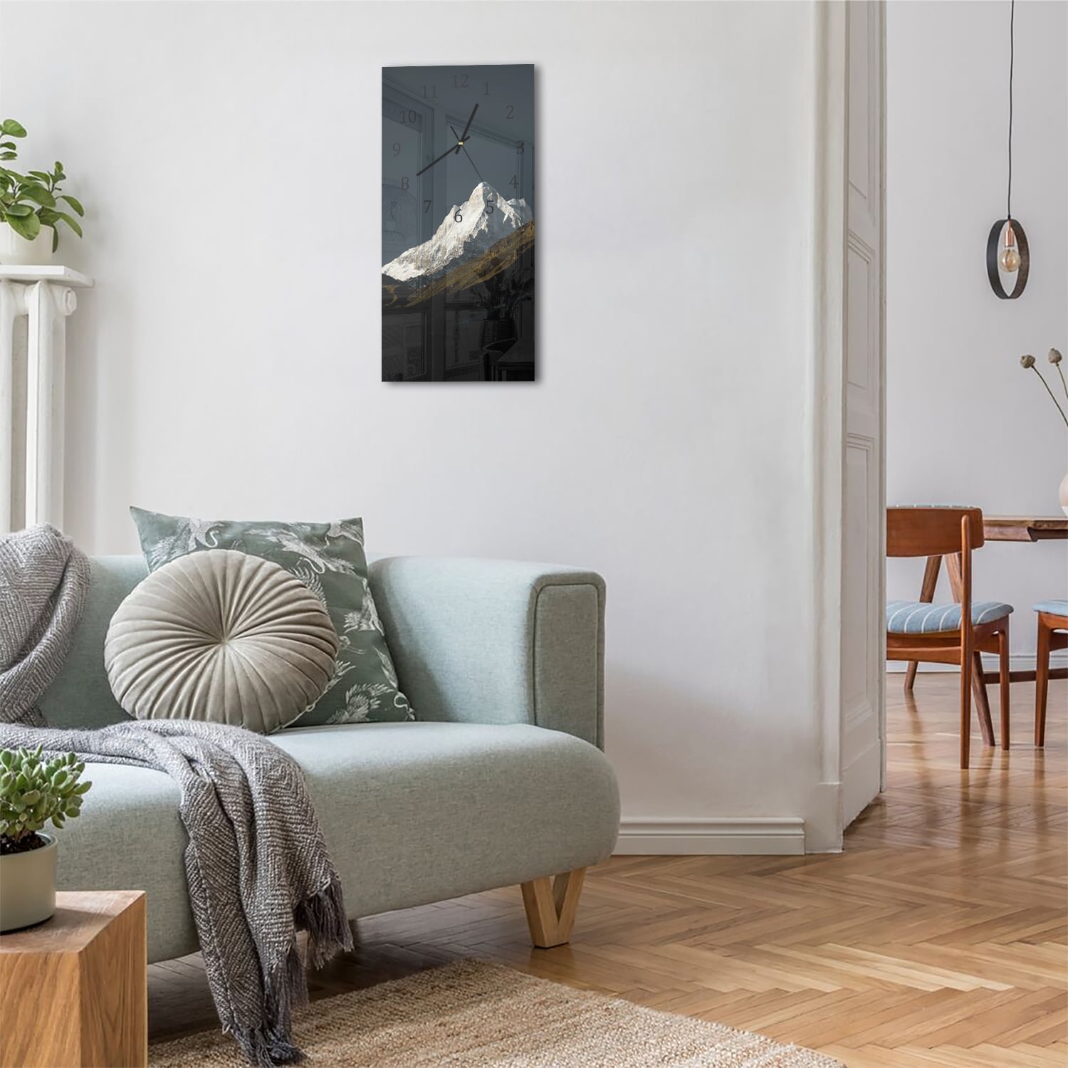 Wanduhr 30x60 - Schneebedeckter Berggipfel