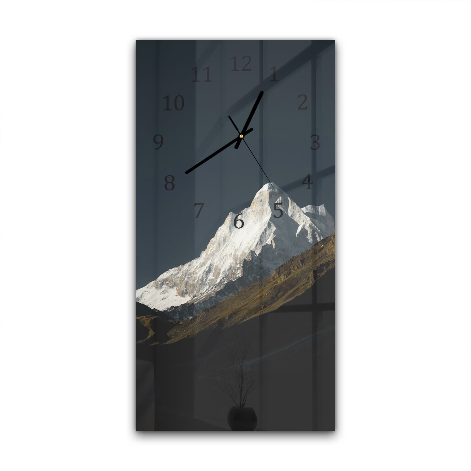 Wanduhr 30x60 - Schneebedeckter Berggipfel