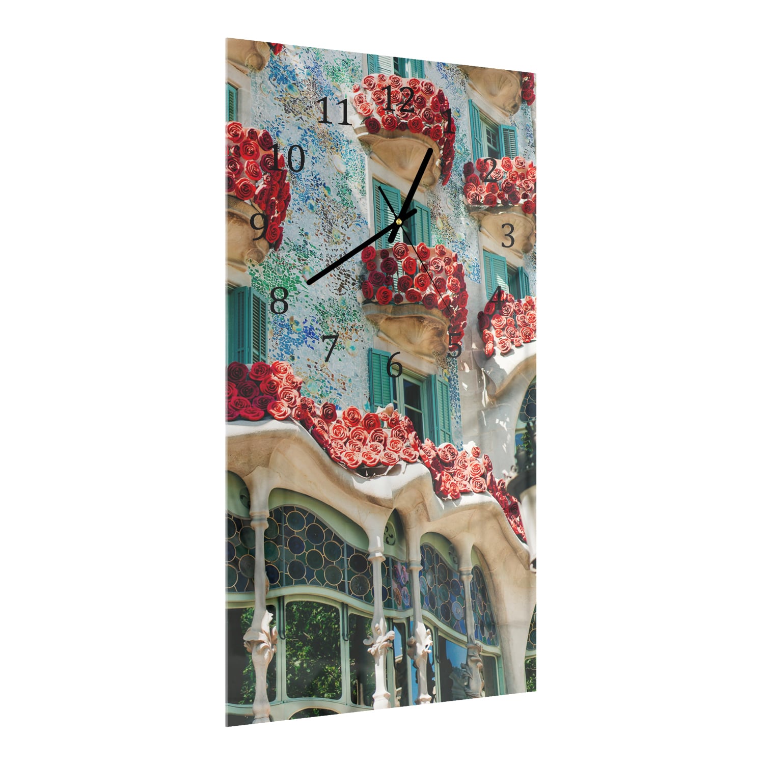 Wanduhr 30x60 - Casa Batlló in Blüte