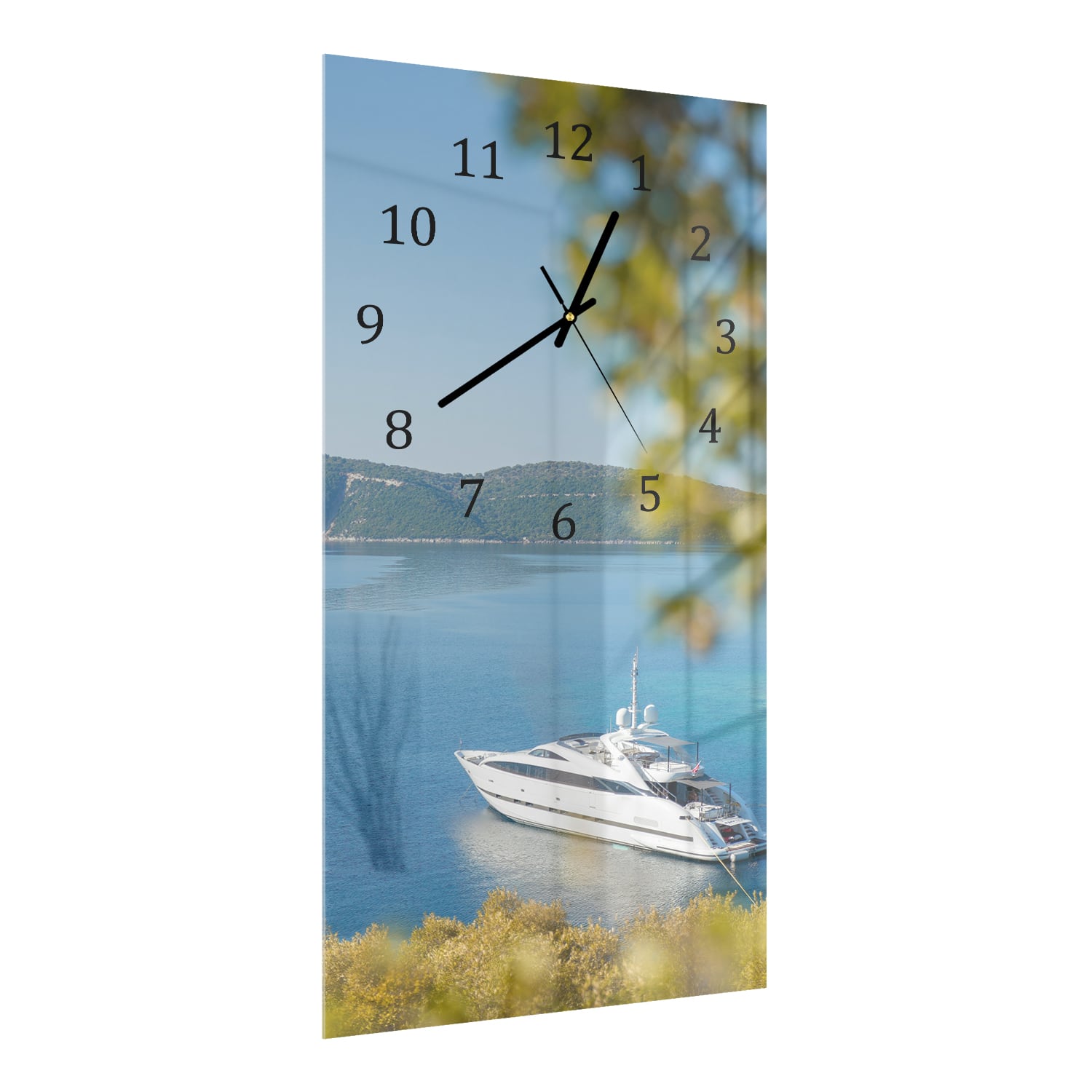 Wanduhr 30x60 - Jacht vor Anker