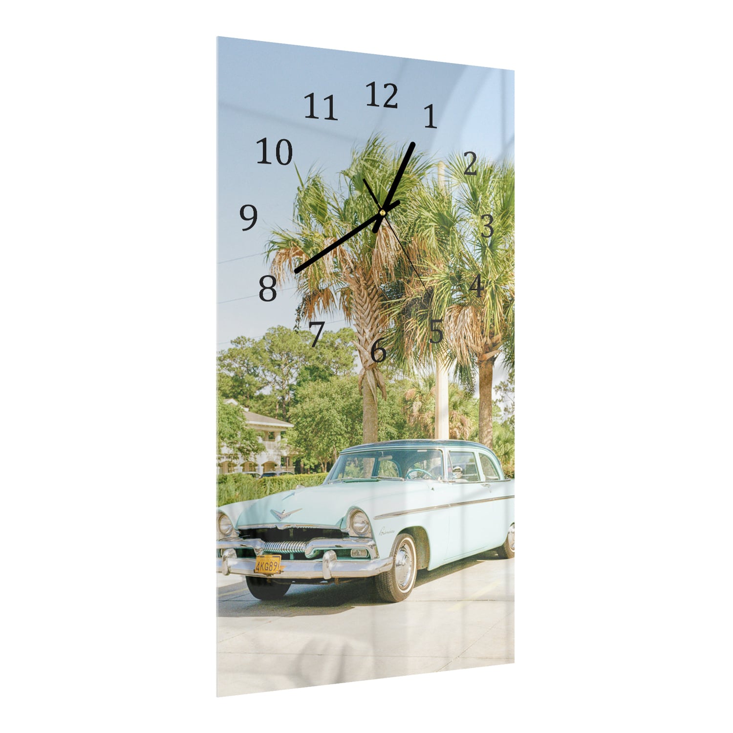 Wanduhr 30x60 - Hellblauer Chevrolet Bel Air