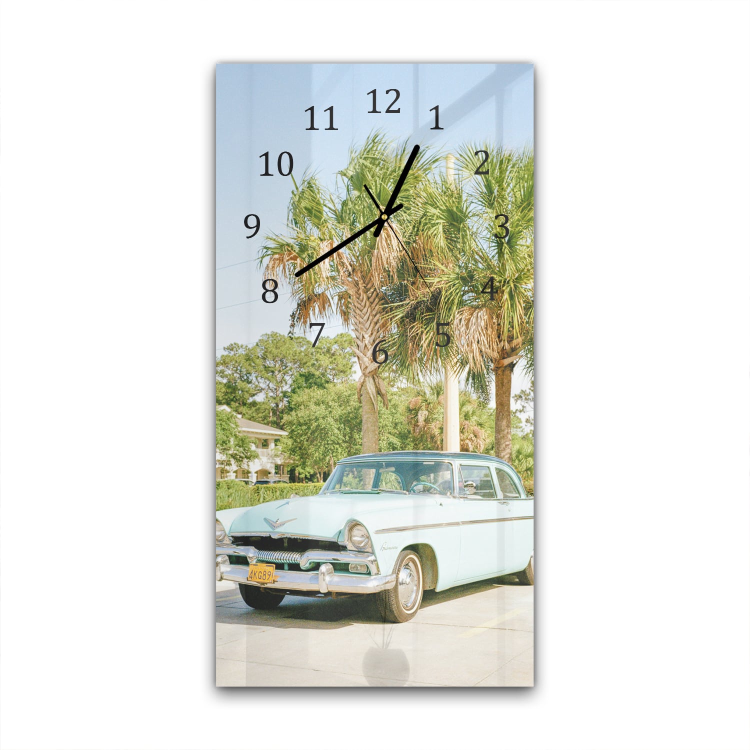 Wanduhr 30x60 - Hellblauer Chevrolet Bel Air