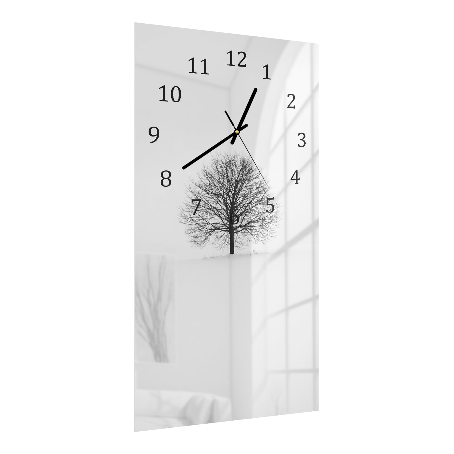 Wanduhr 30x60 - Baum umgeben von Schnee