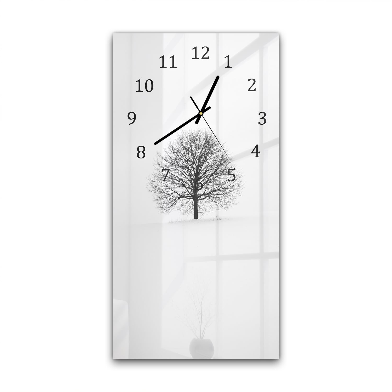 Wanduhr 30x60 - Baum umgeben von Schnee