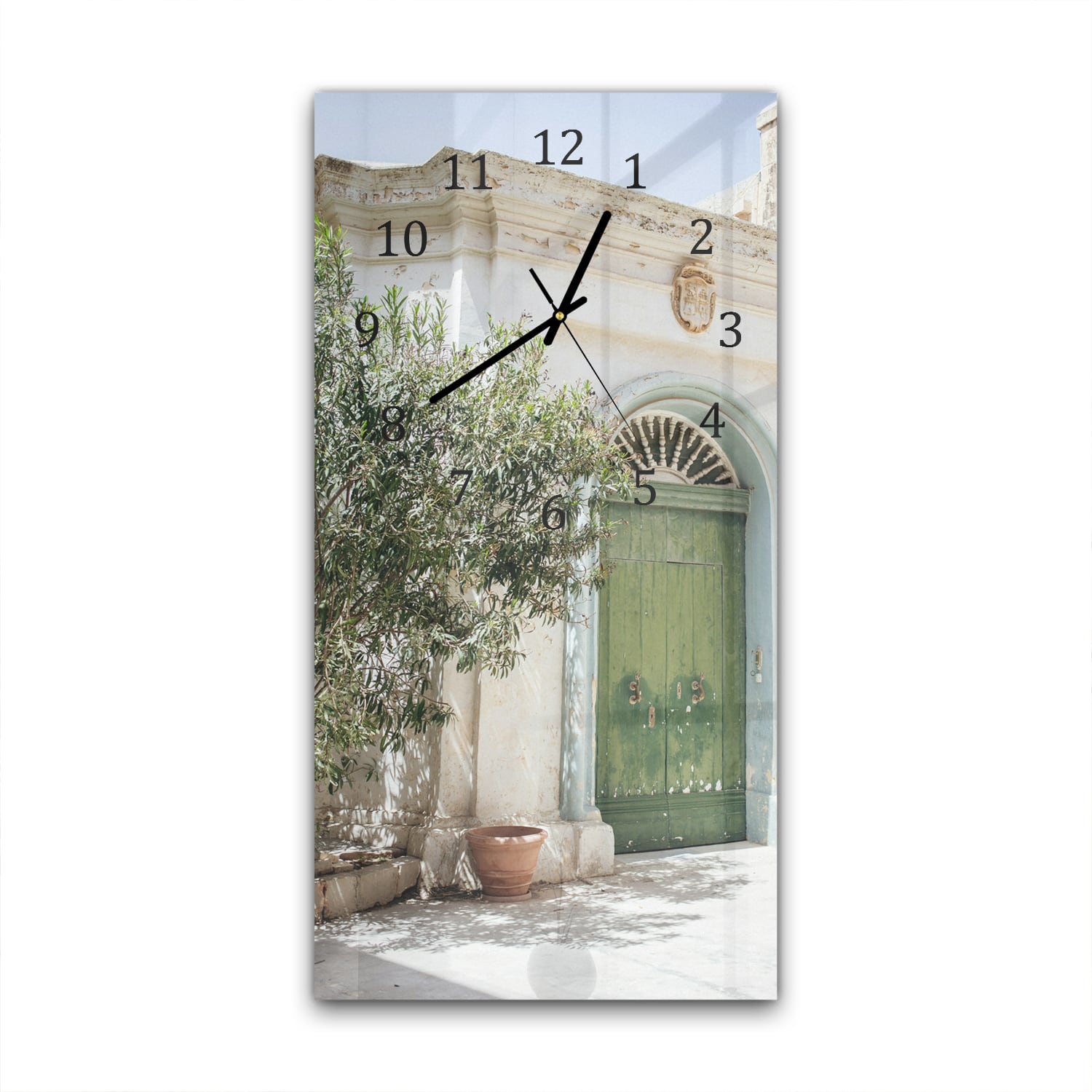 Wanduhr 30x60 - Alte grüne Tür