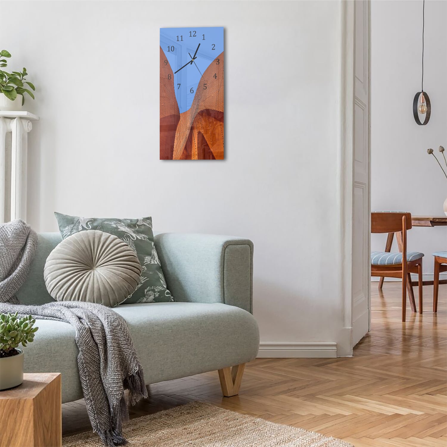 Wanduhr 30x60 - Wellenförmige Mauern