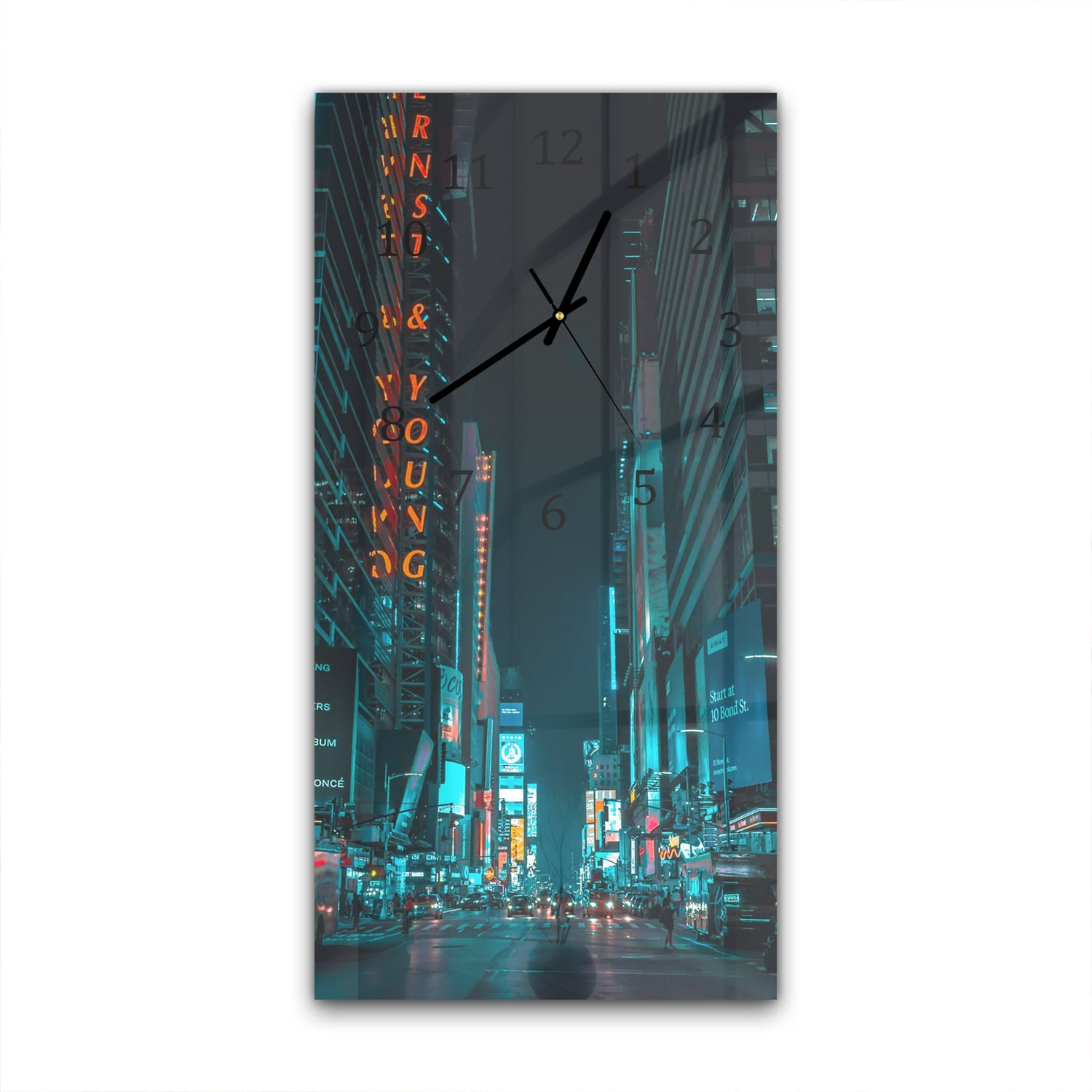 Wanduhr 30x60 - Nacht in der Stadt