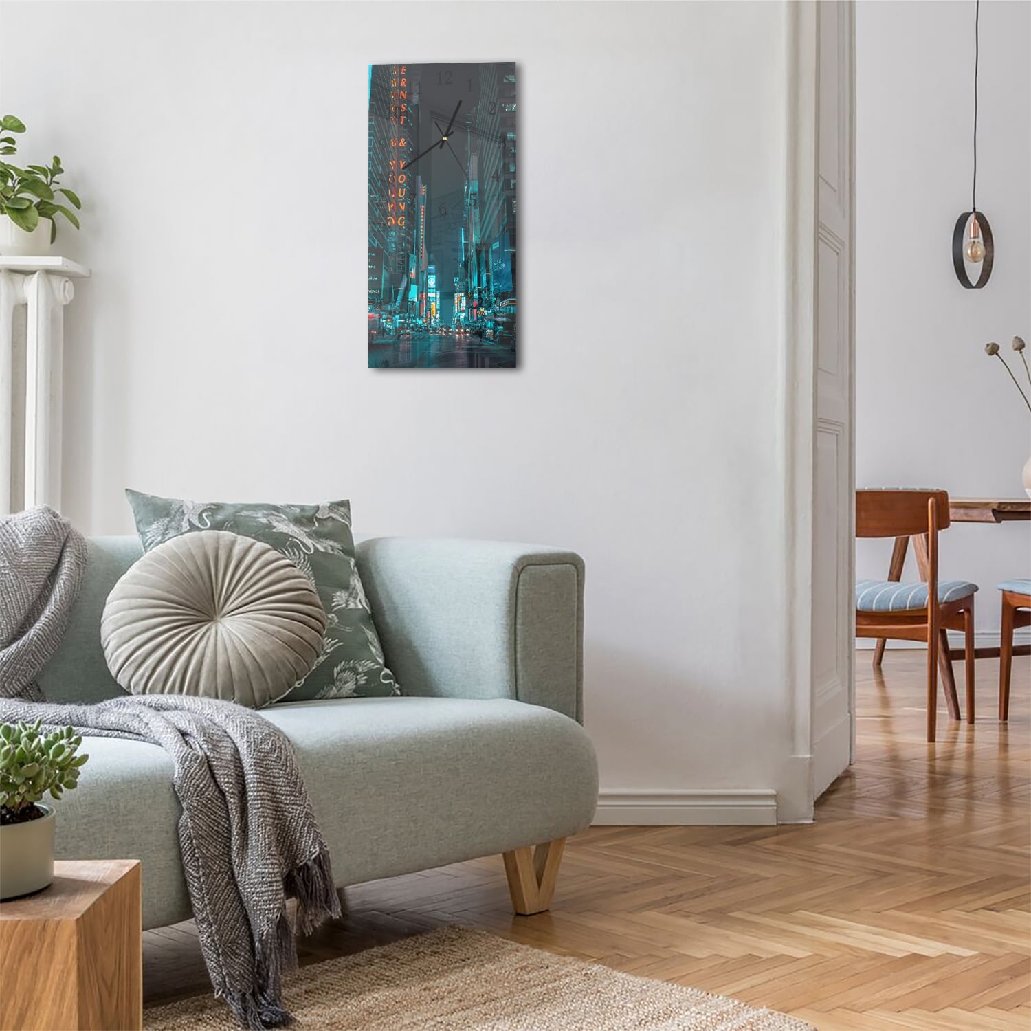 Wanduhr 30x60 - Nacht in der Stadt