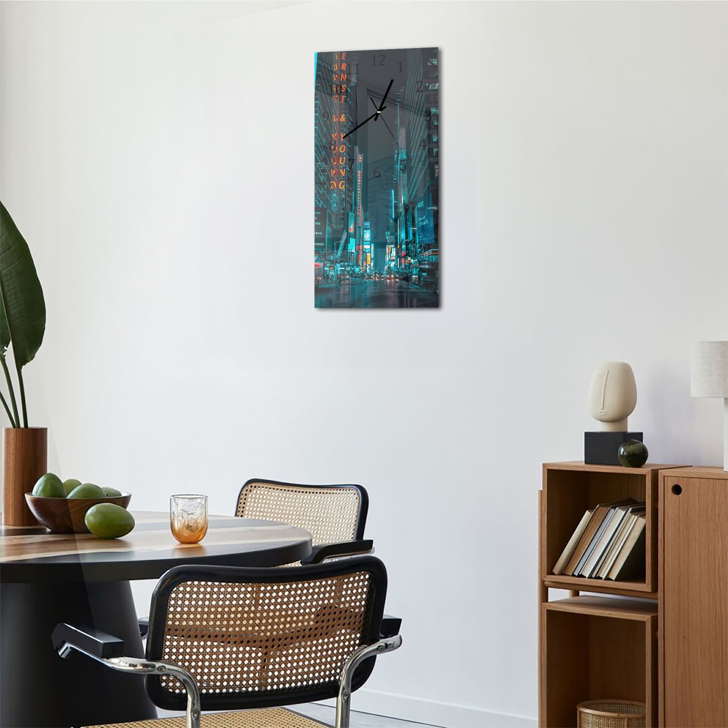 Wanduhr 30x60 - Nacht in der Stadt
