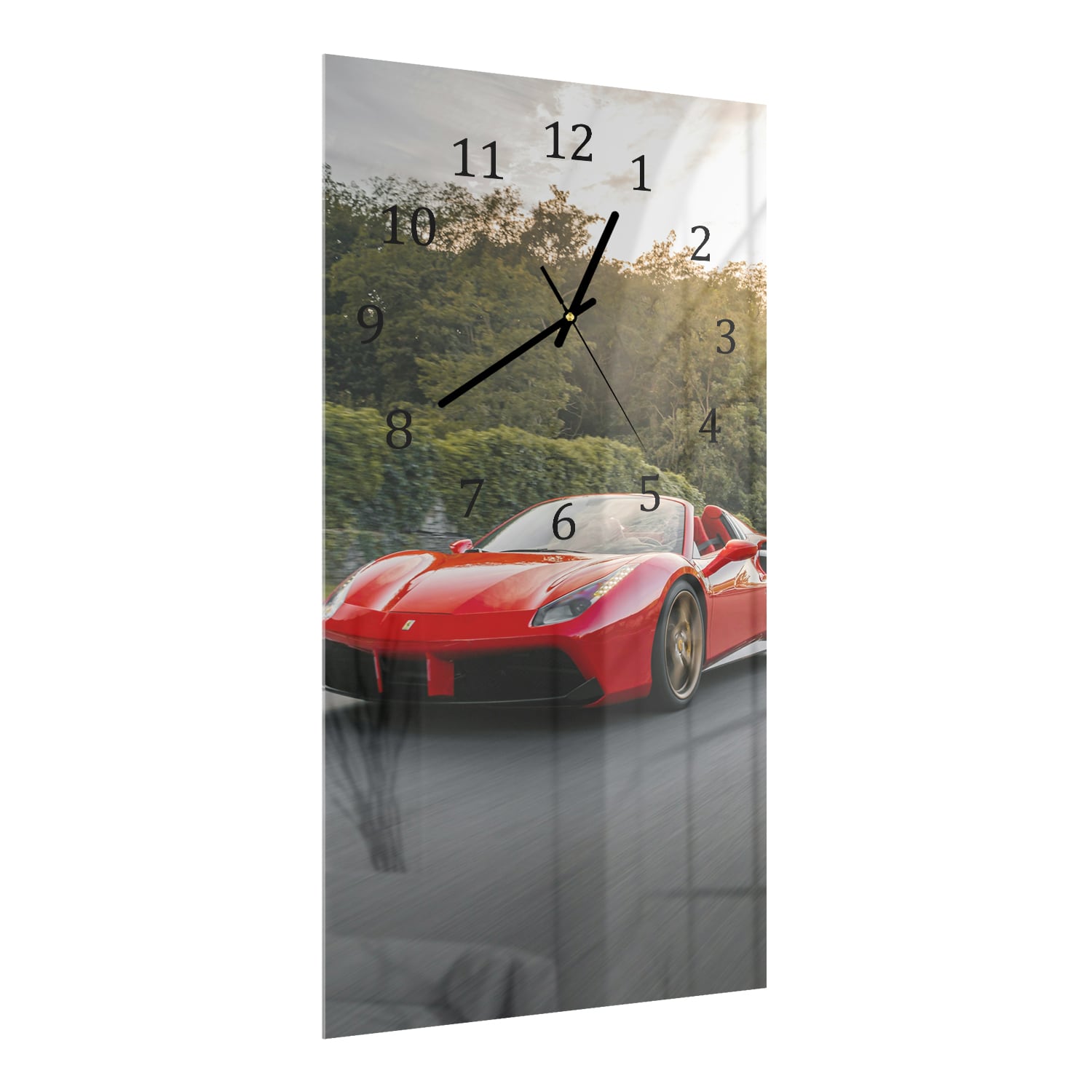 Wanduhr 30x60 - Ferrari auf der Straße