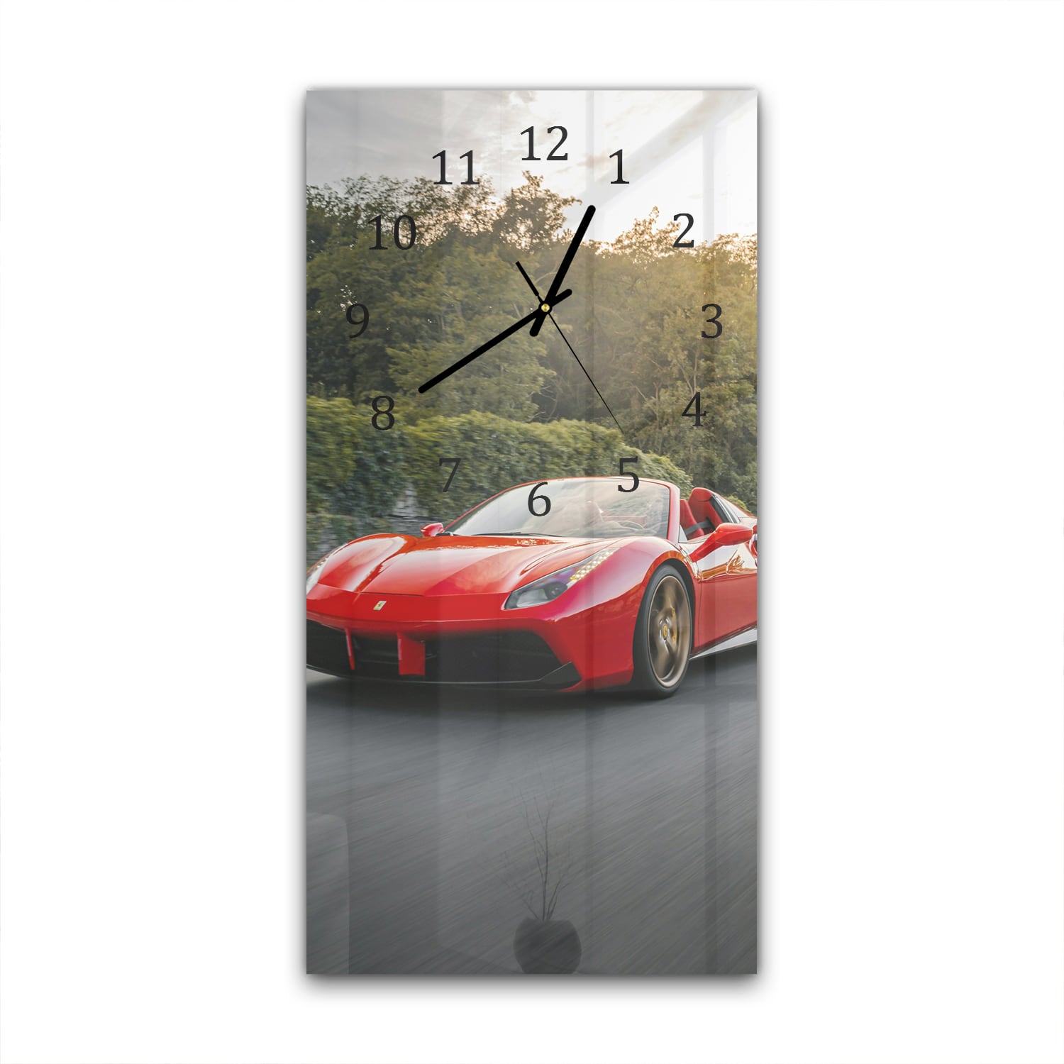Wanduhr 30x60 - Ferrari auf der Straße