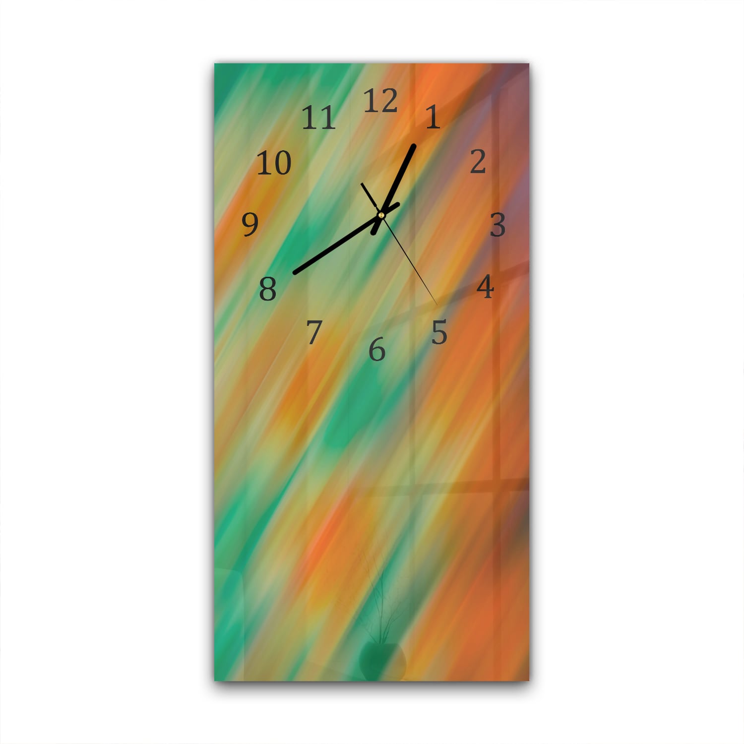 Wanduhr 30x60 - Orange & Grüne Abstraktion