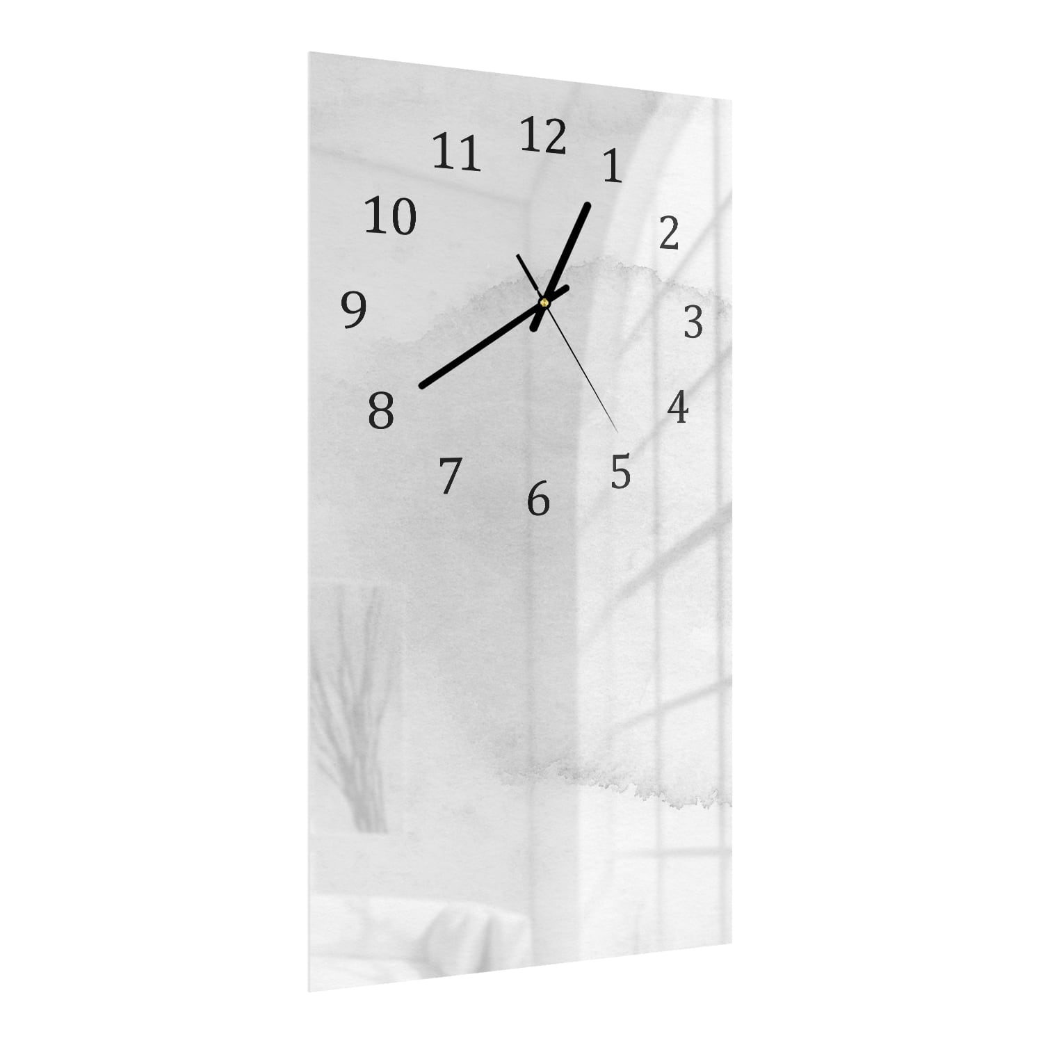 Wanduhr 30x60 - Aquarellmalerei Weiß/Grau