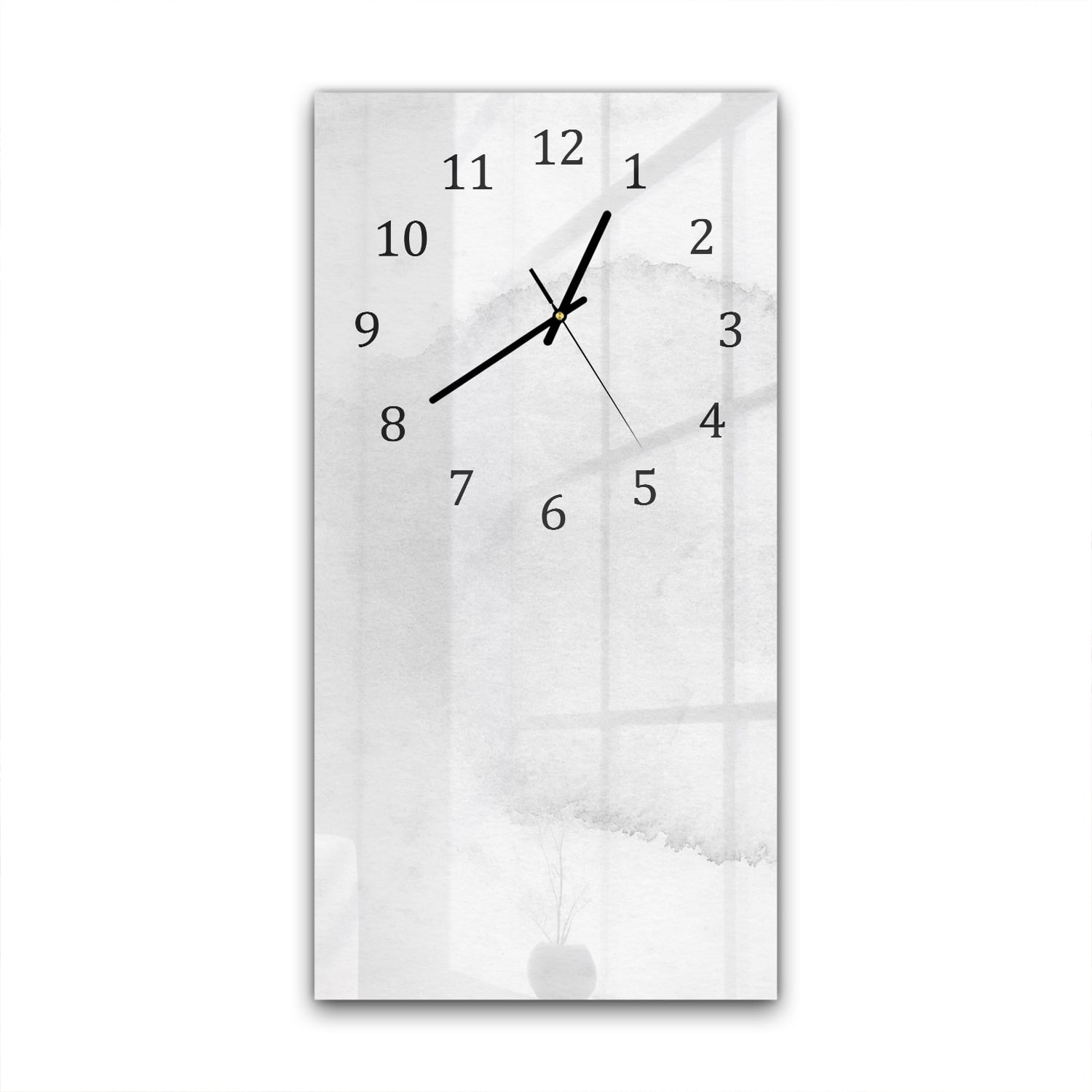 Wanduhr 30x60 - Aquarellmalerei Weiß/Grau