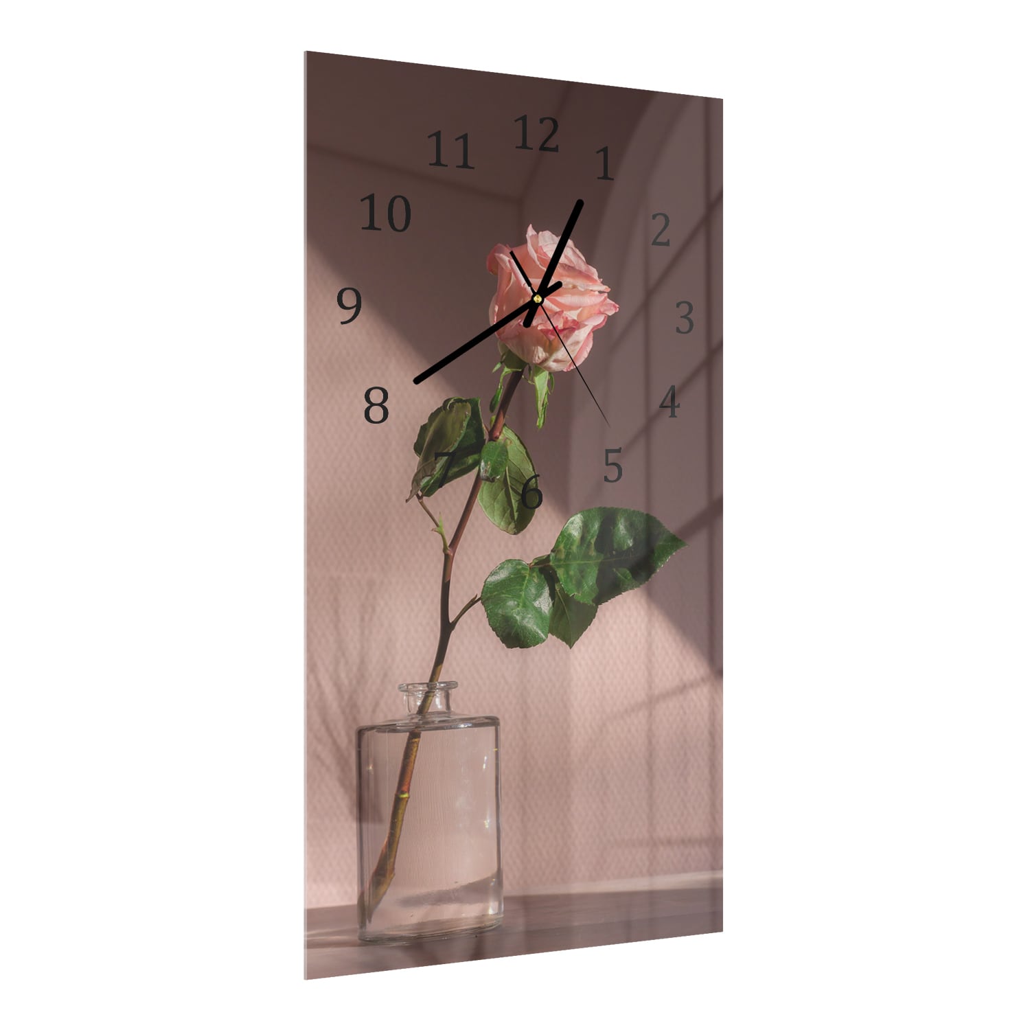 Wanduhr 30x60 - Rose in Vase