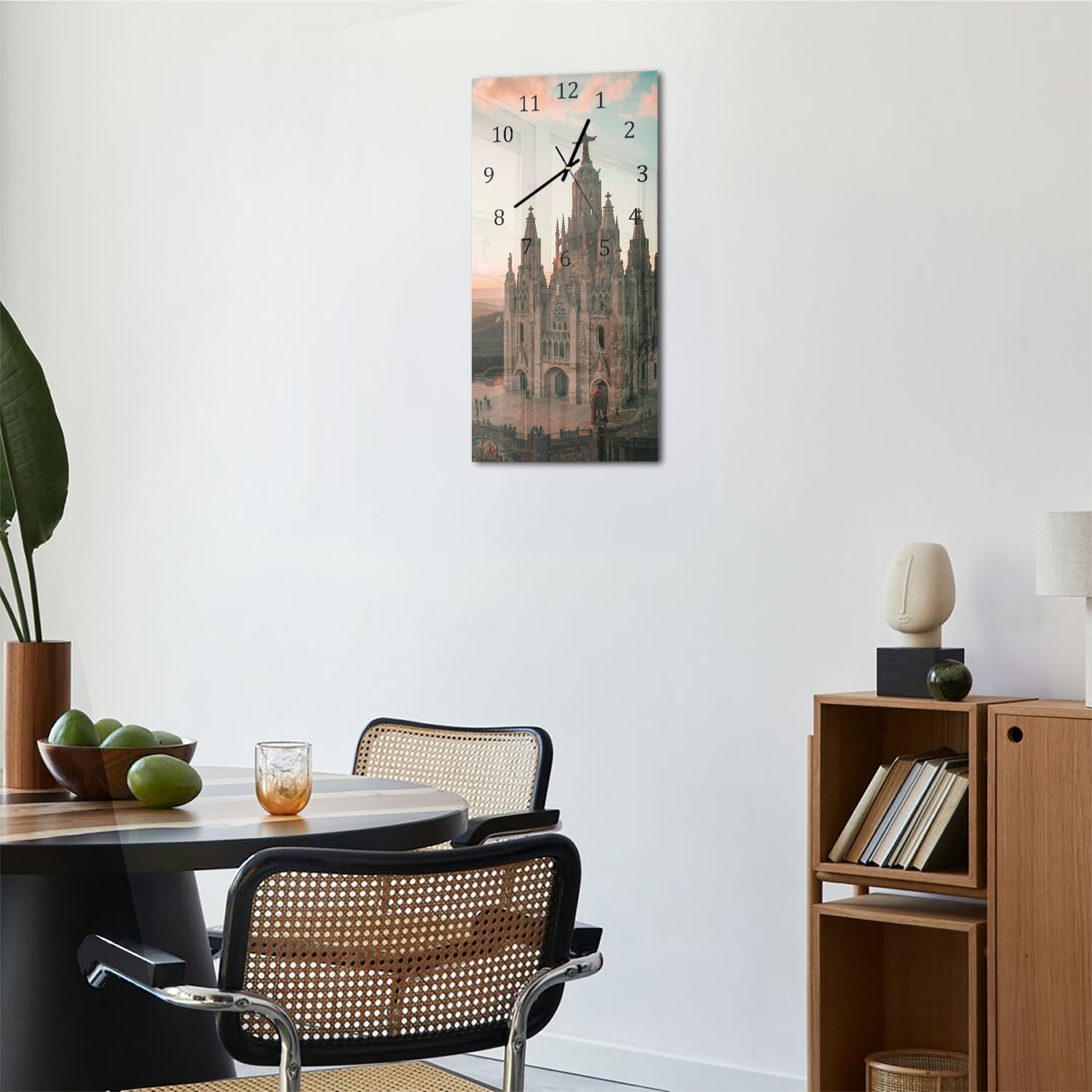 Wanduhr 30x60 - Tibidabo bei Sonnenuntergang