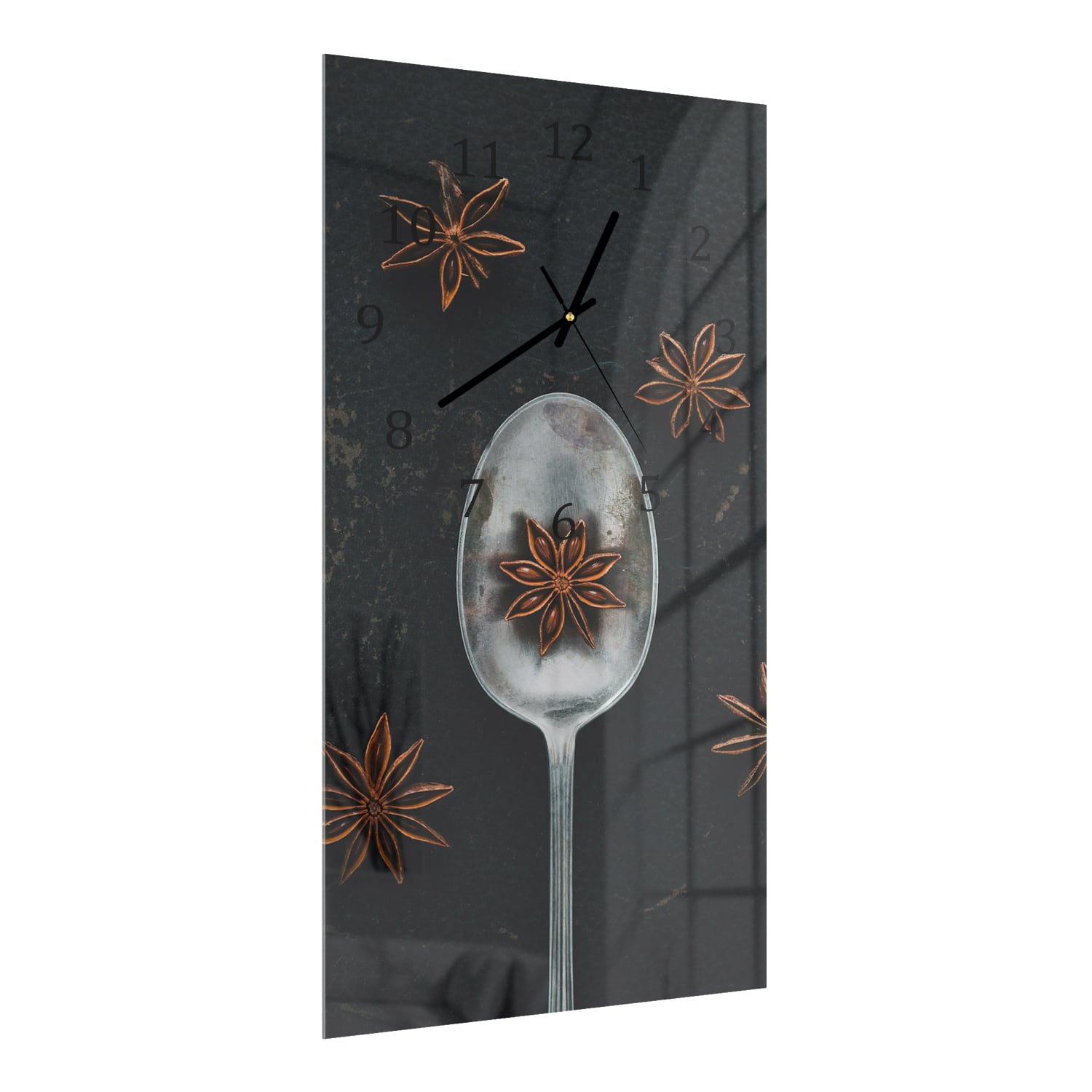 Wanduhr 30x60 - Sternanis auf Löffel