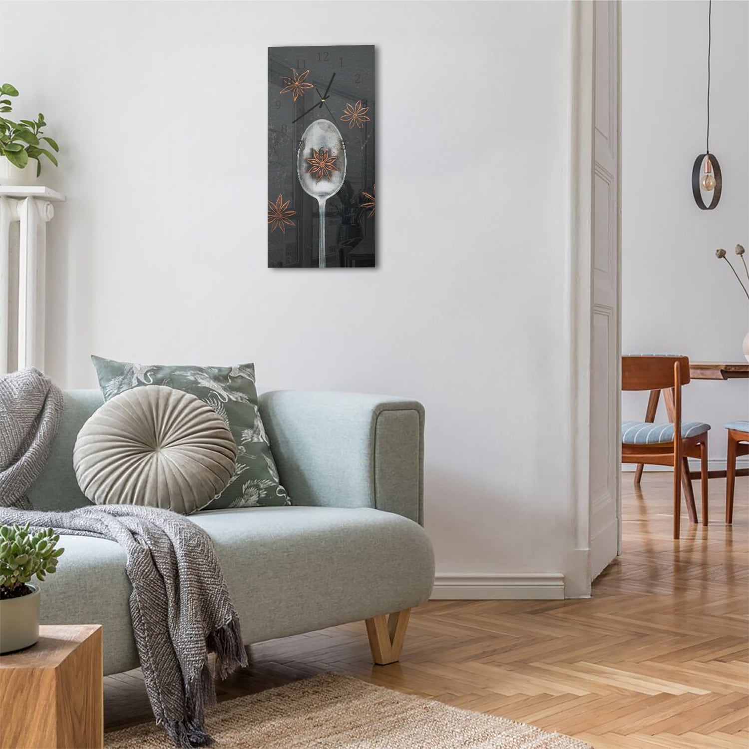 Wanduhr 30x60 - Sternanis auf Löffel