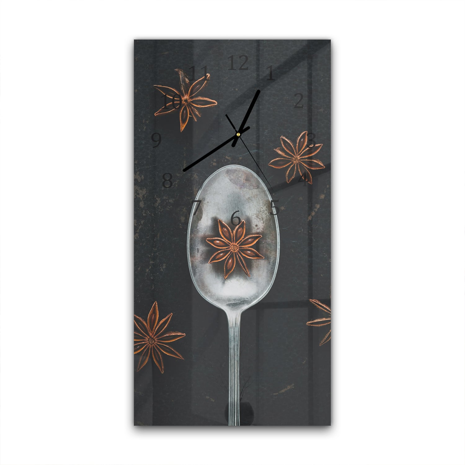 Wanduhr 30x60 - Sternanis auf Löffel