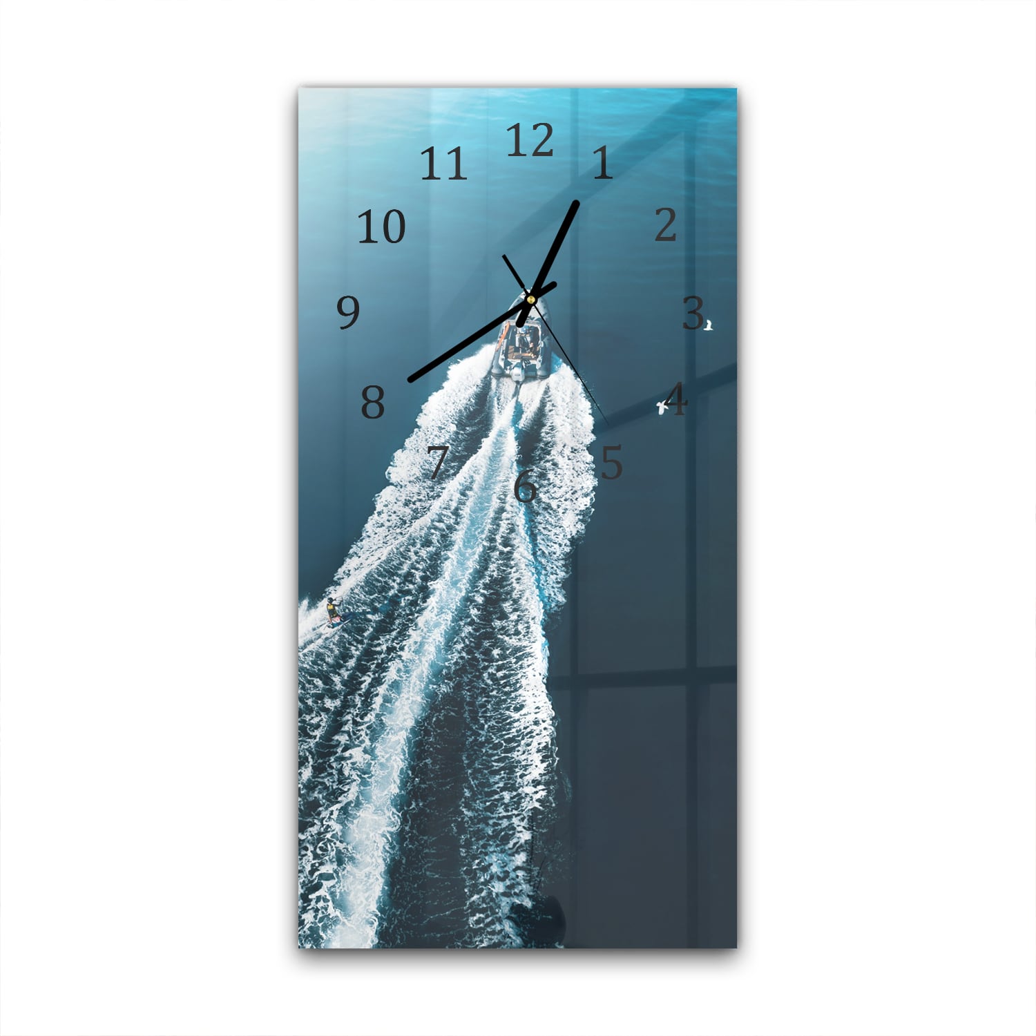Wanduhr 30x60 - Schlauchboot auf dem Wasser