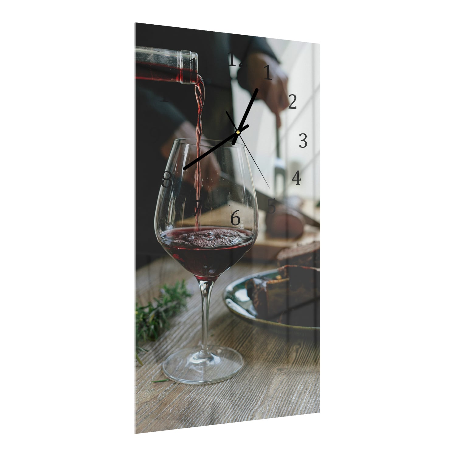 Wanduhr 30x60 - Rotwein und Mahlzeit
