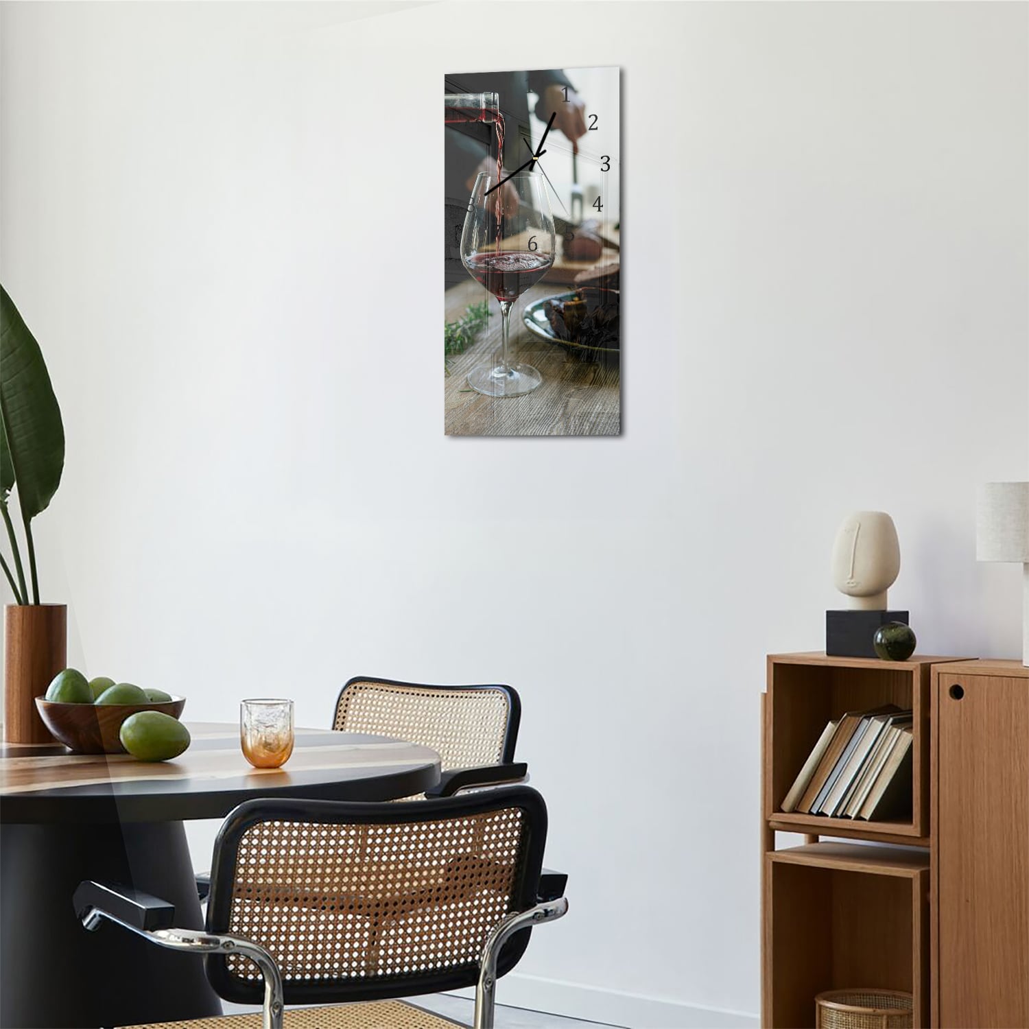 Wanduhr 30x60 - Rotwein und Mahlzeit