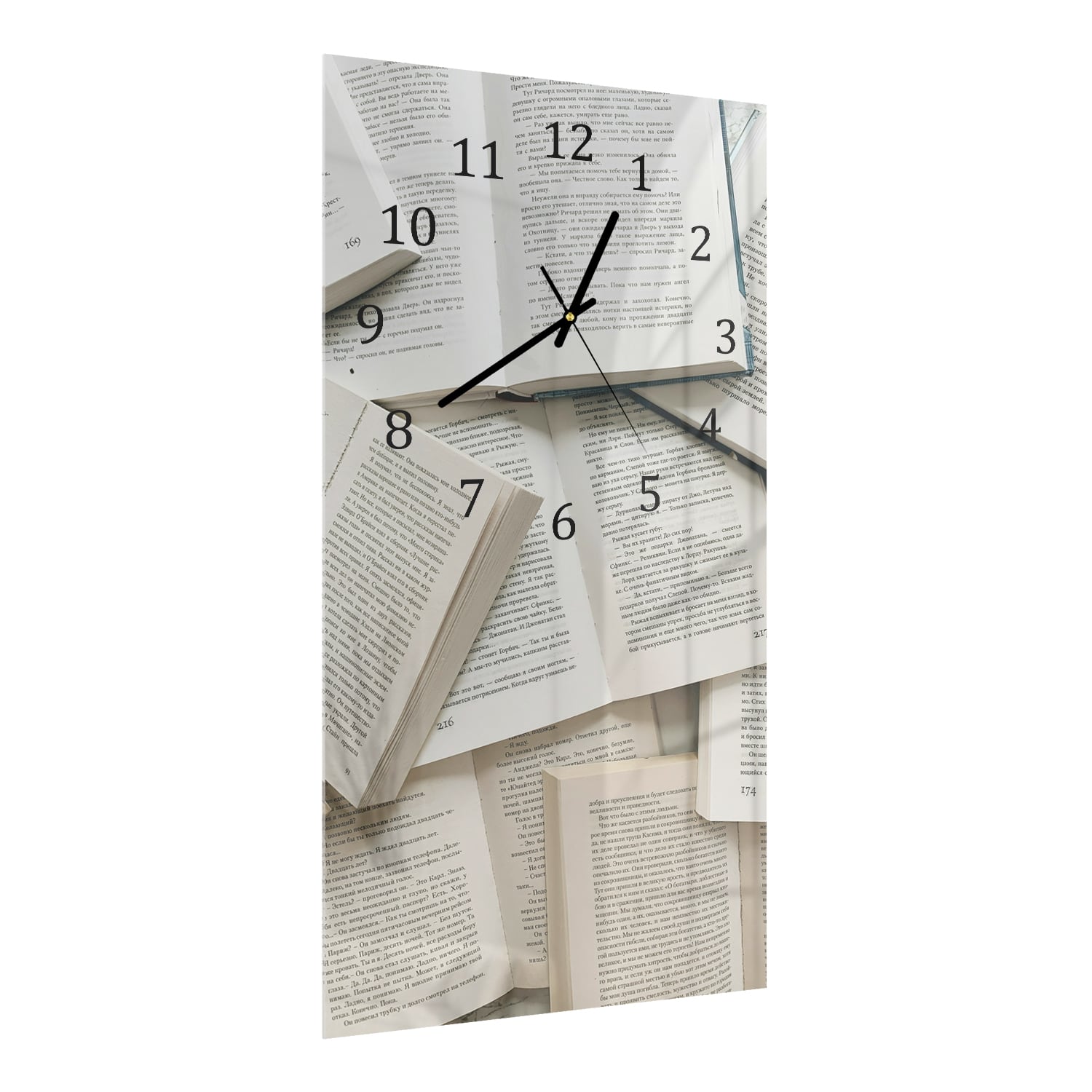 Wanduhr 30x60 - Bücherstapel