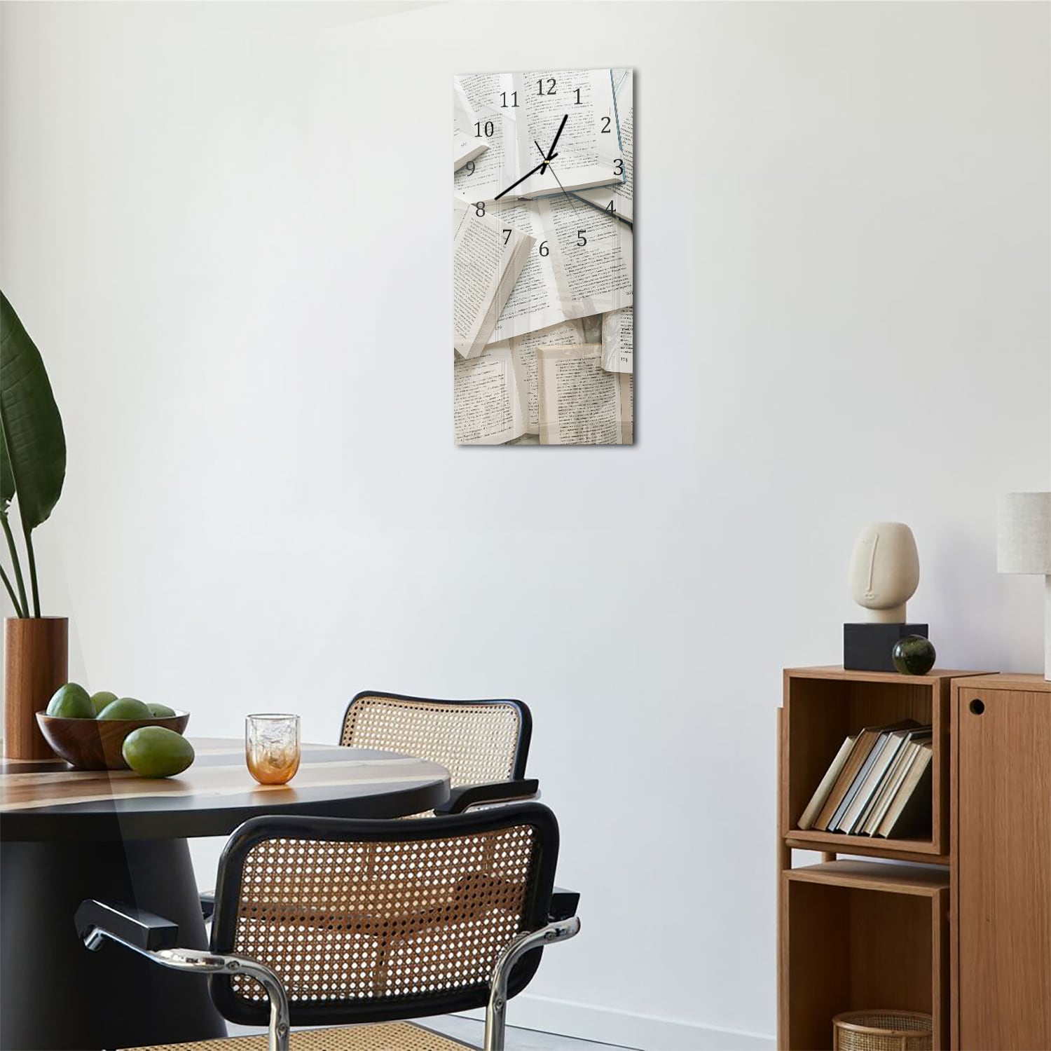 Wanduhr 30x60 - Bücherstapel