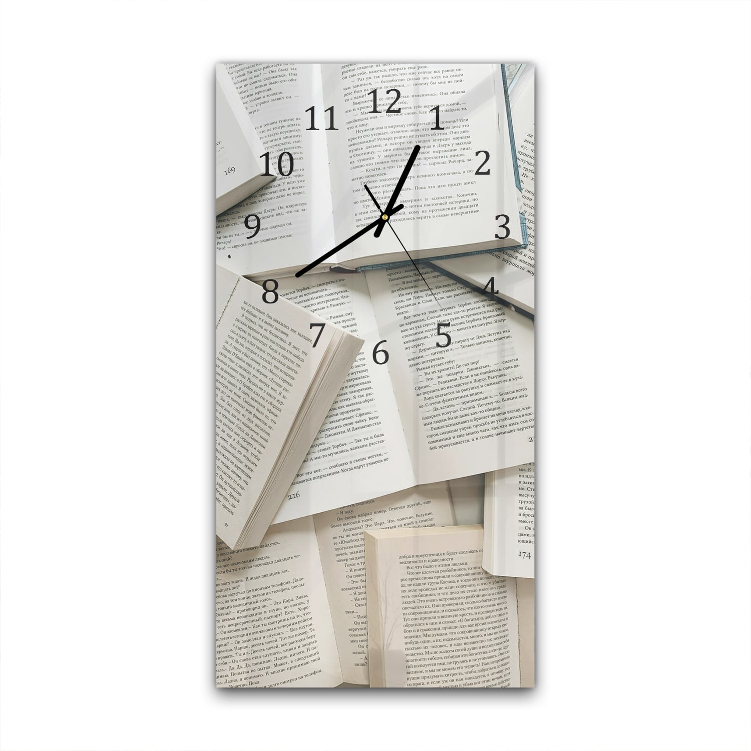 Wanduhr 30x60 - Bücherstapel