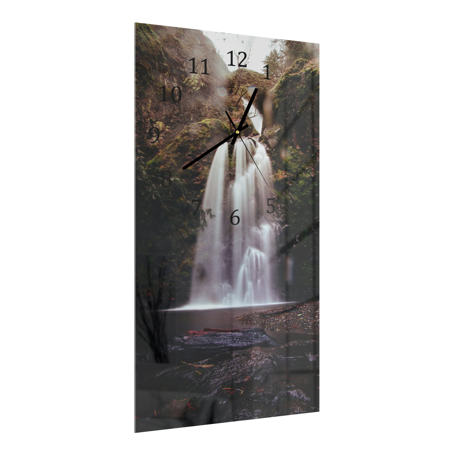 Wanduhr 30x60 - Wasserfall in der Natur