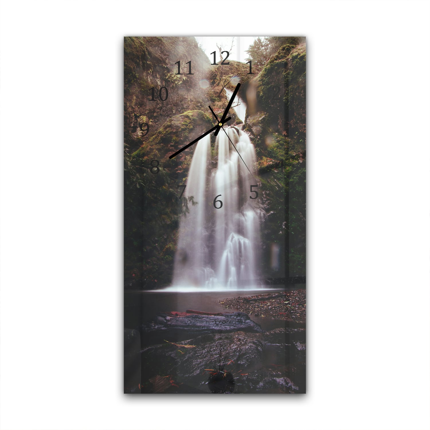 Wanduhr 30x60 - Wasserfall in der Natur