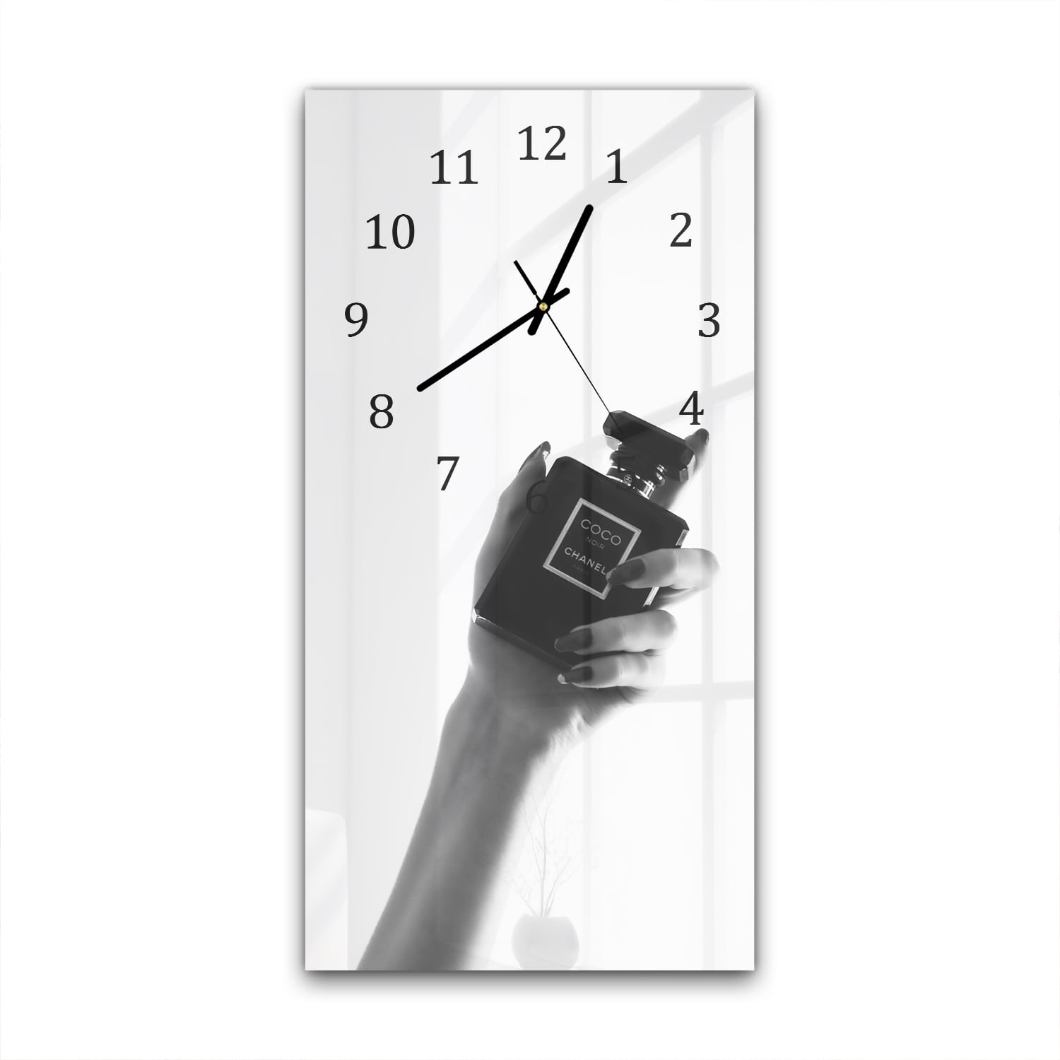 Wanduhr 30x60 - Schwarz-Weiß Coco Chanel Parfüm
