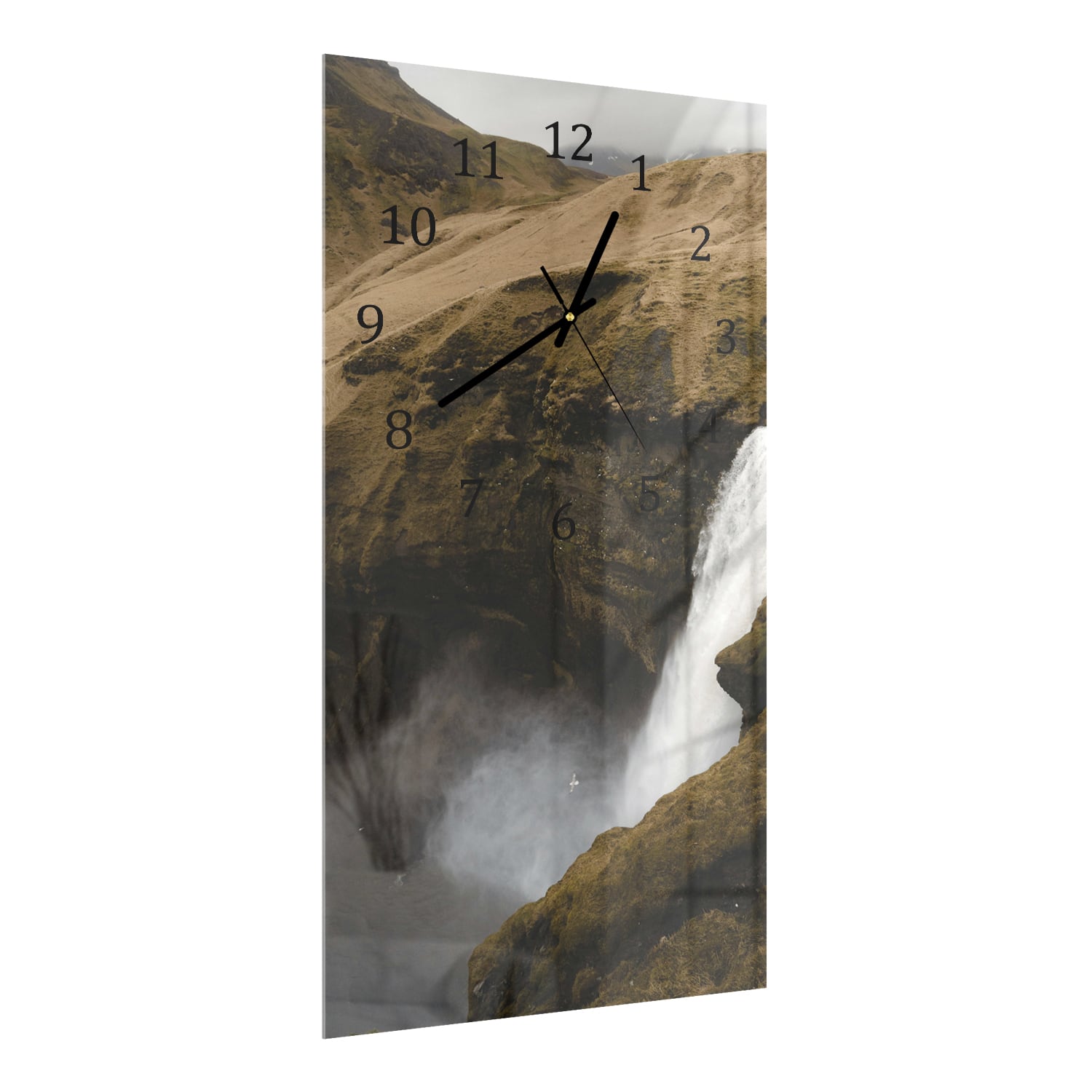 Wanduhr 30x60 - Wasserfall in den Bergen