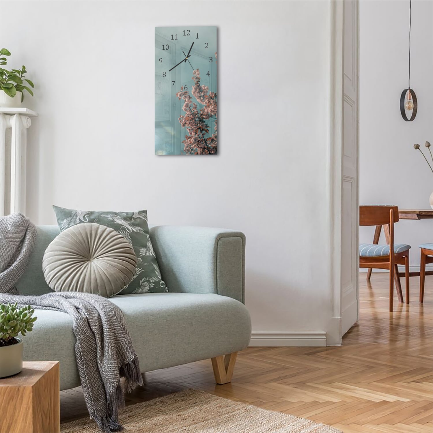 Wanduhr 30x60 - Pastellblüten