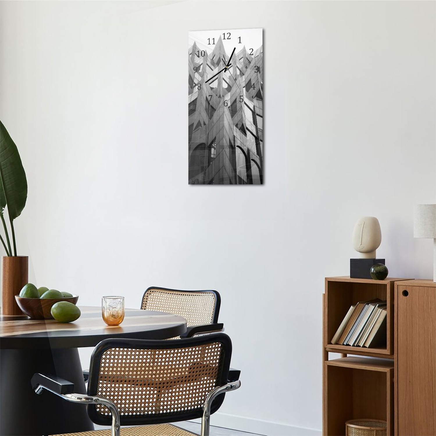 Wanduhr 30x60 - Schwarz-Weiße Architektur