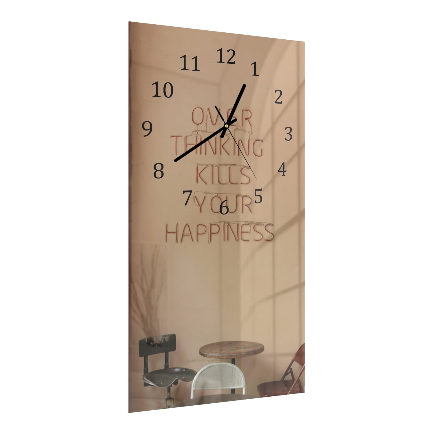 Wanduhr 30x60 - Überdenken tötet dein Glück