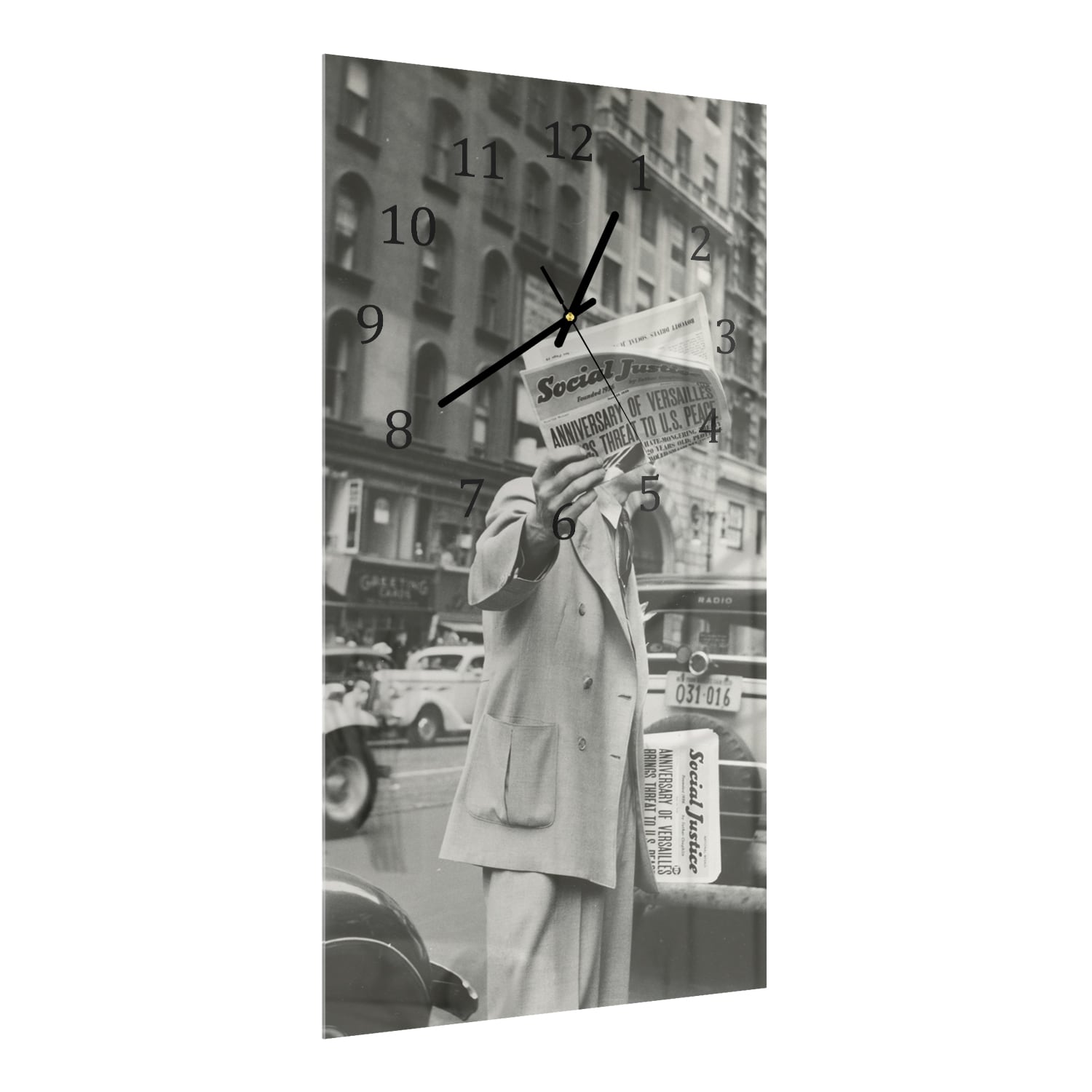 Wanduhr 30x60 - New York in Schwarz-Weiß