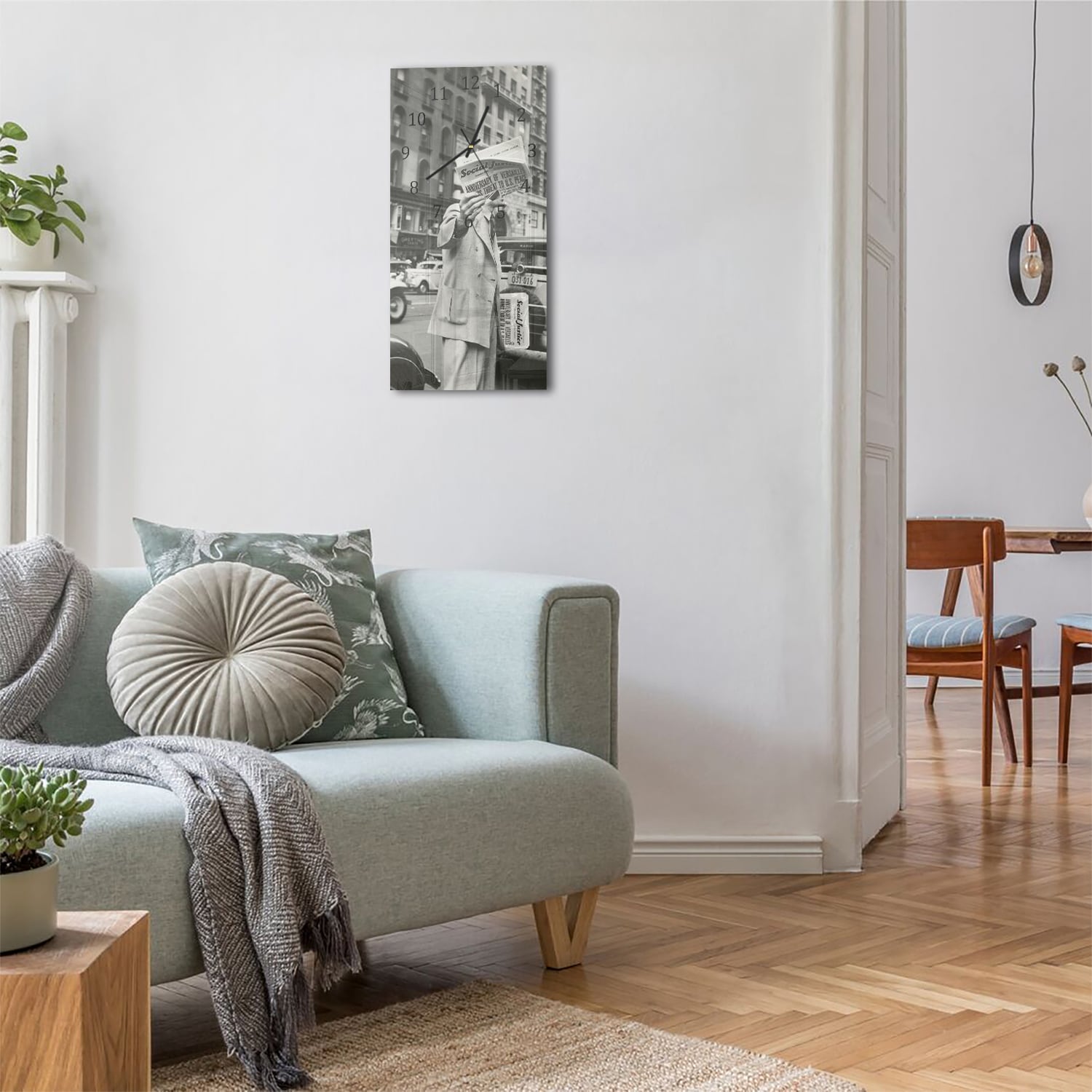 Wanduhr 30x60 - New York in Schwarz-Weiß