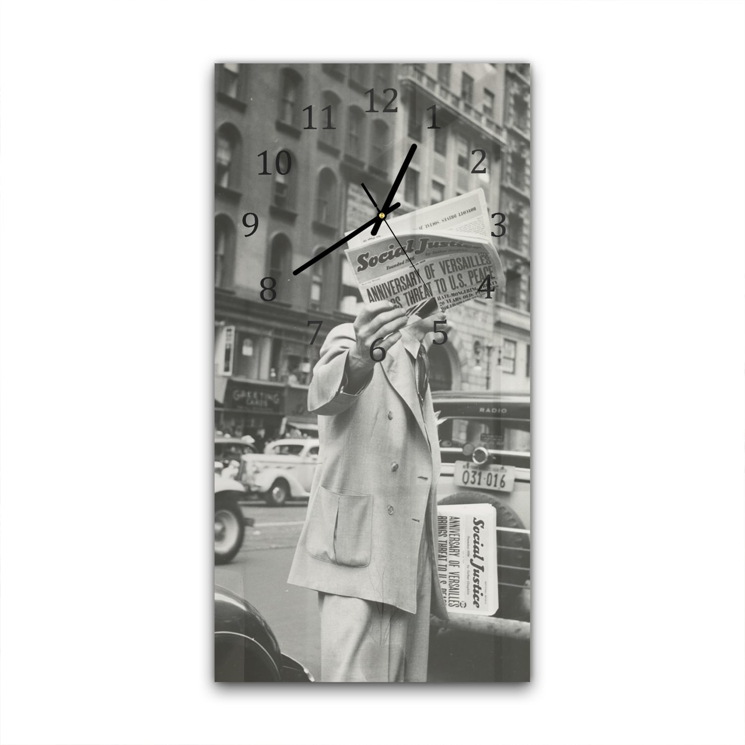 Wanduhr 30x60 - New York in Schwarz-Weiß