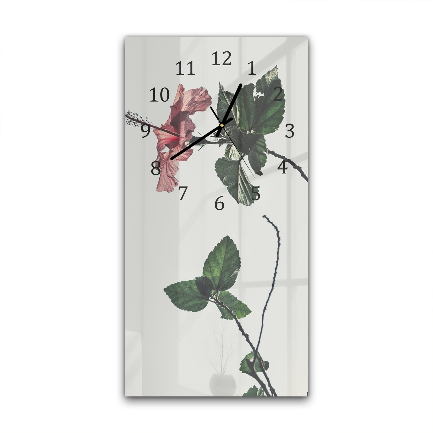 Wanduhr 30x60 - Eleganter Hibiskus