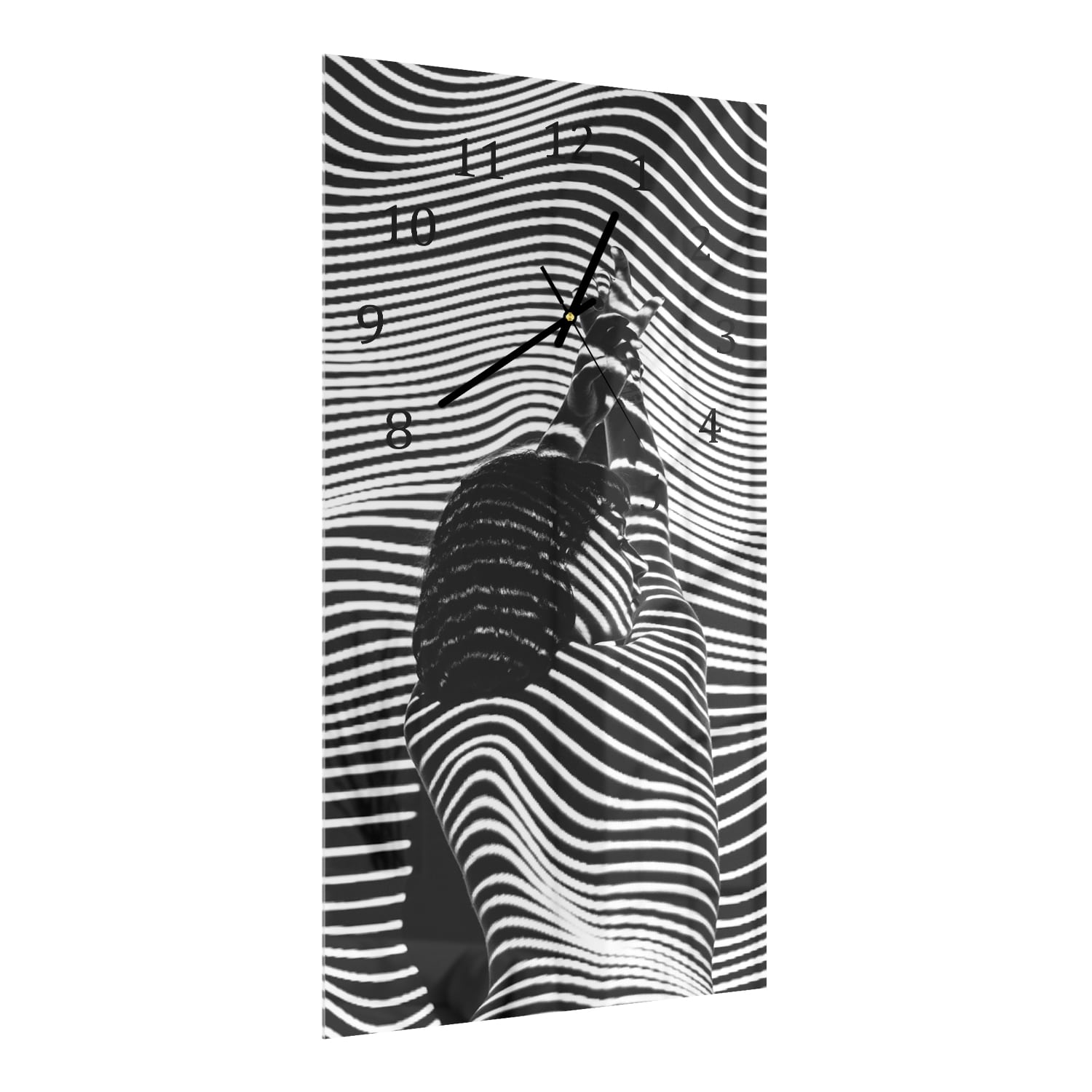 Wanduhr 30x60 - Schwarz-Weiß-Linienkunst