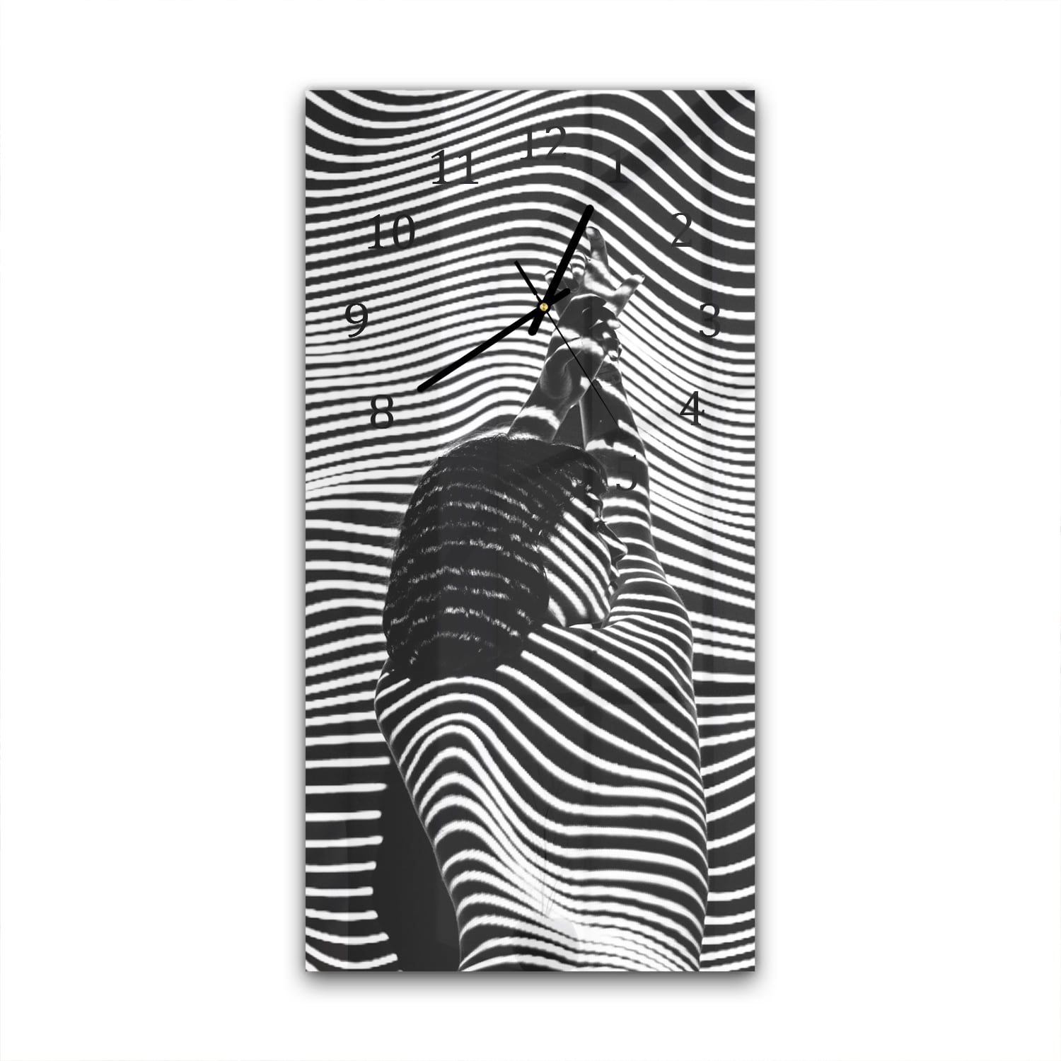 Wanduhr 30x60 - Schwarz-Weiß-Linienkunst