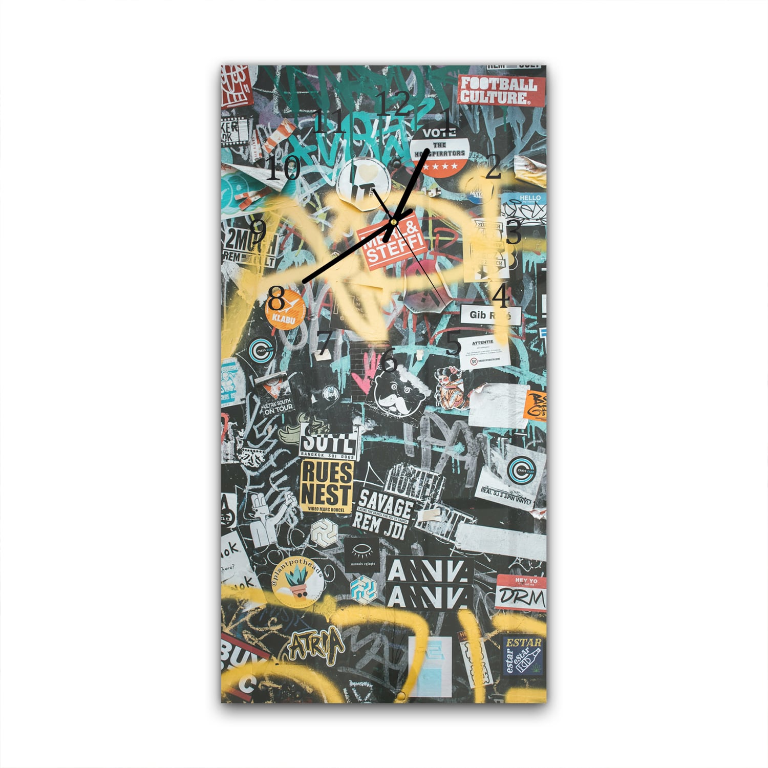 Wanduhr 30x60 - Wand voller Sticker