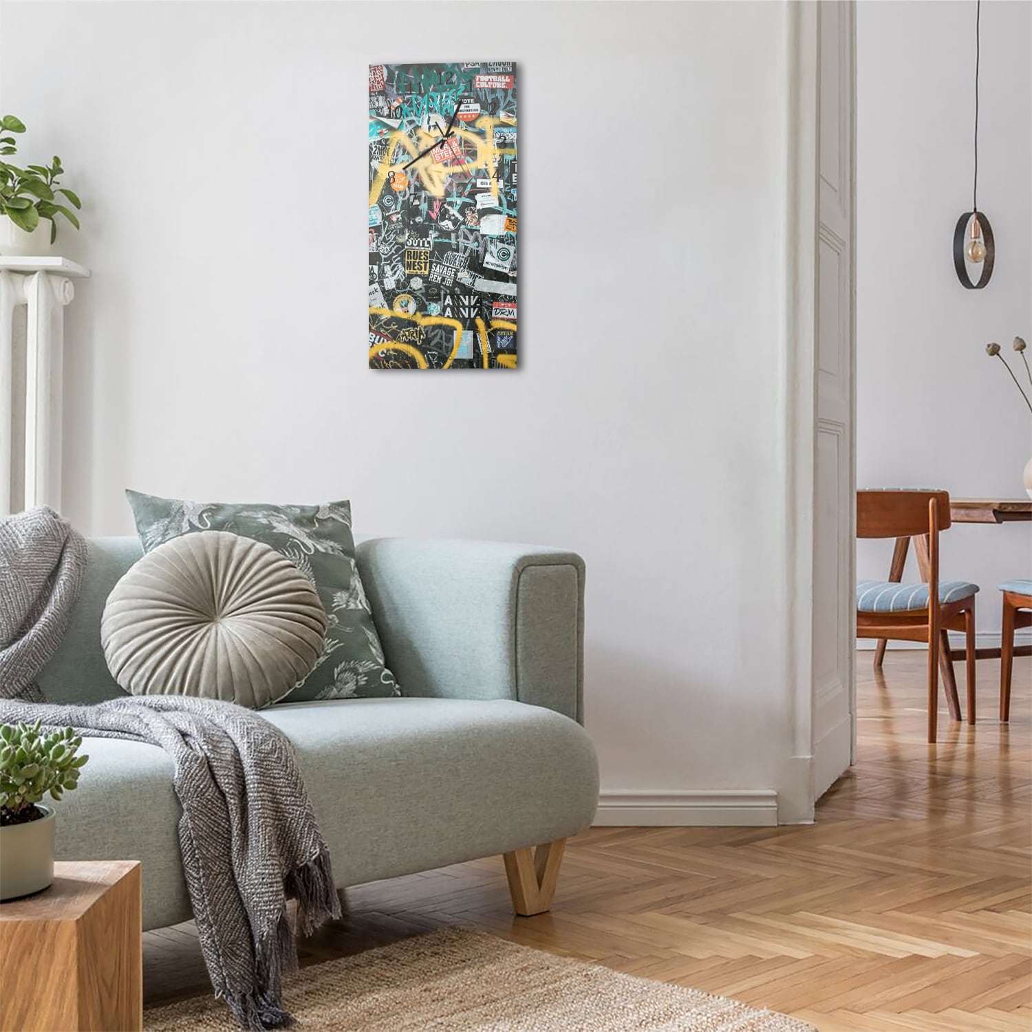 Wanduhr 30x60 - Wand voller Sticker