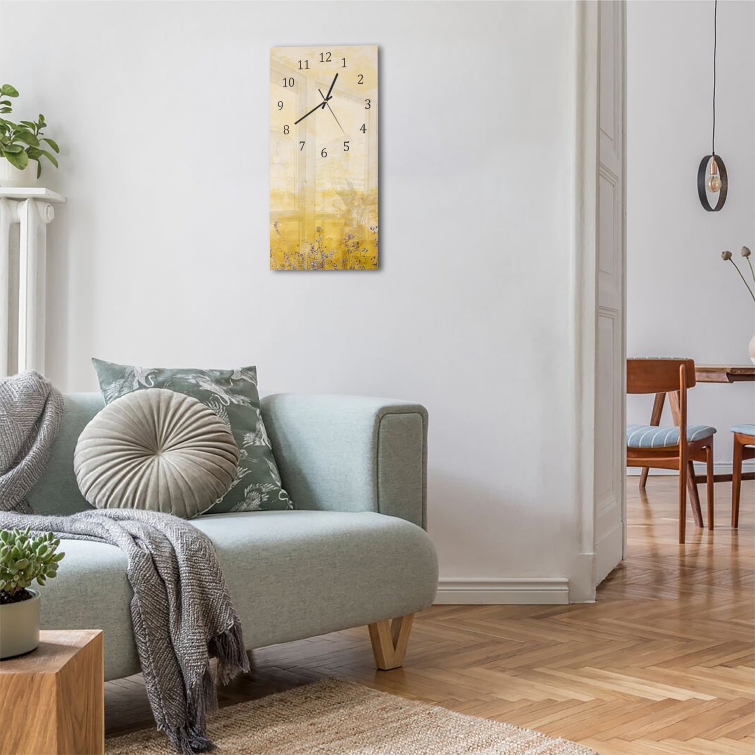 Wanduhr 30x60 - Aquarell an der Wand